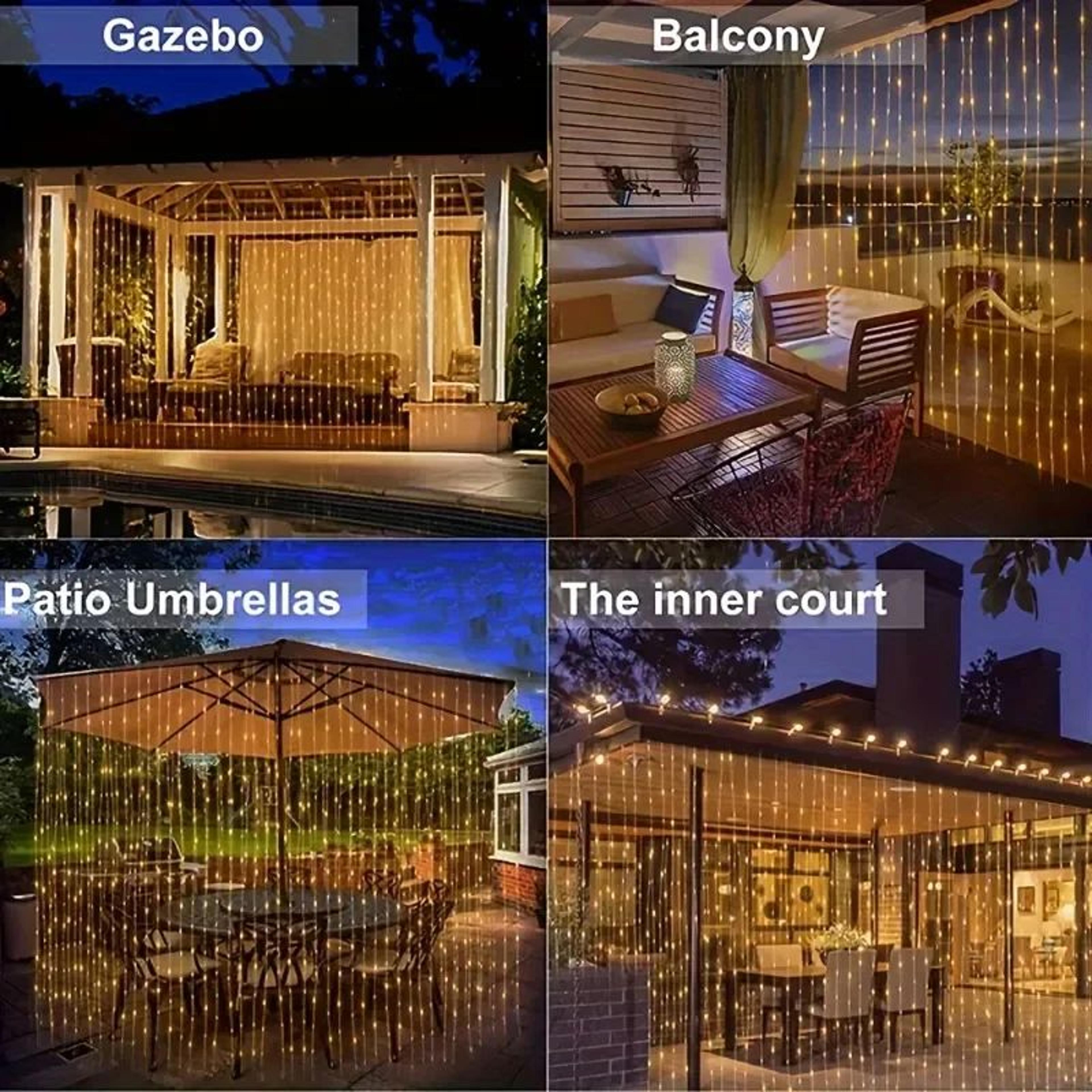 Solar LED Curtain String Lights For Outdoor Decor 3