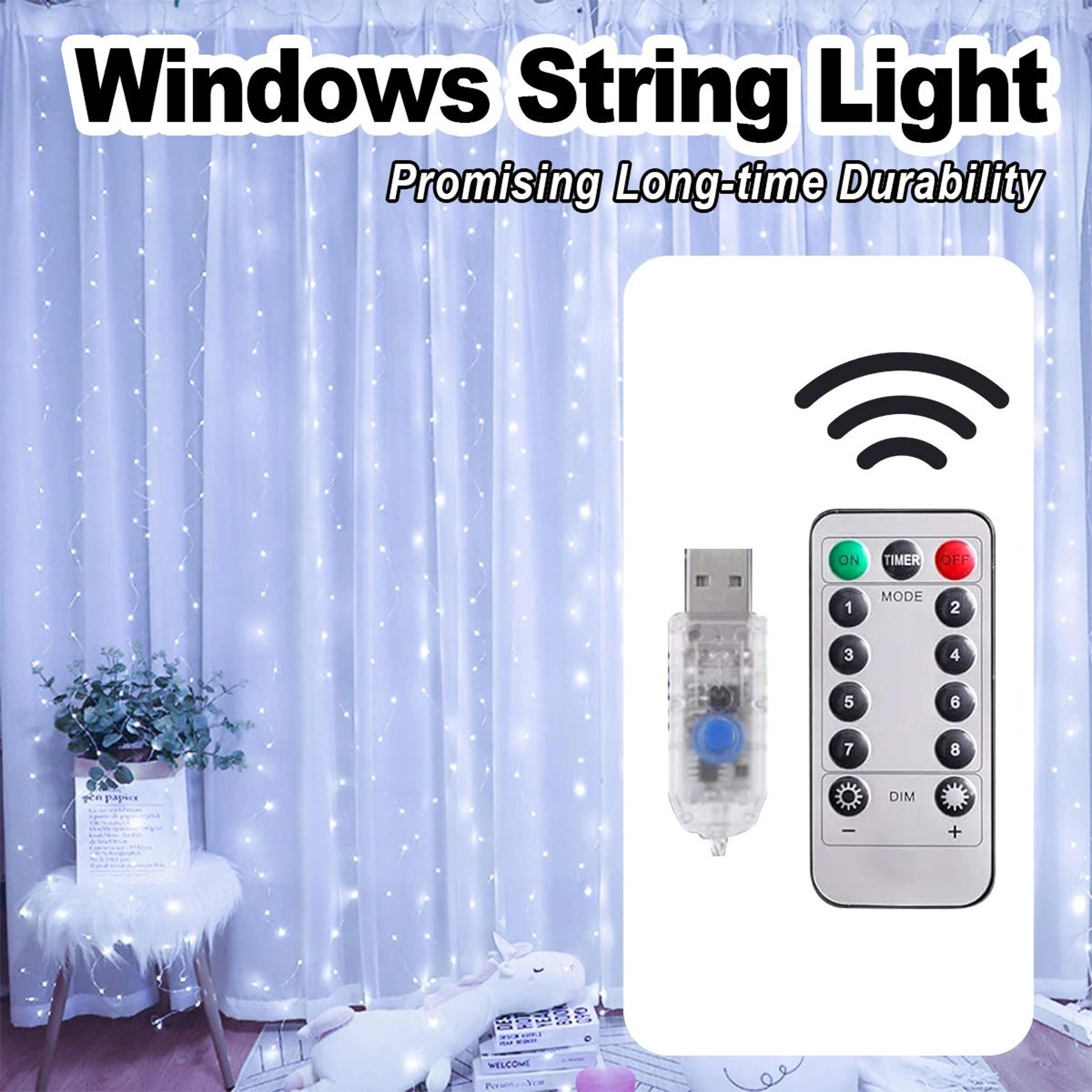 LED Window Curtain String Lights With Remote 1