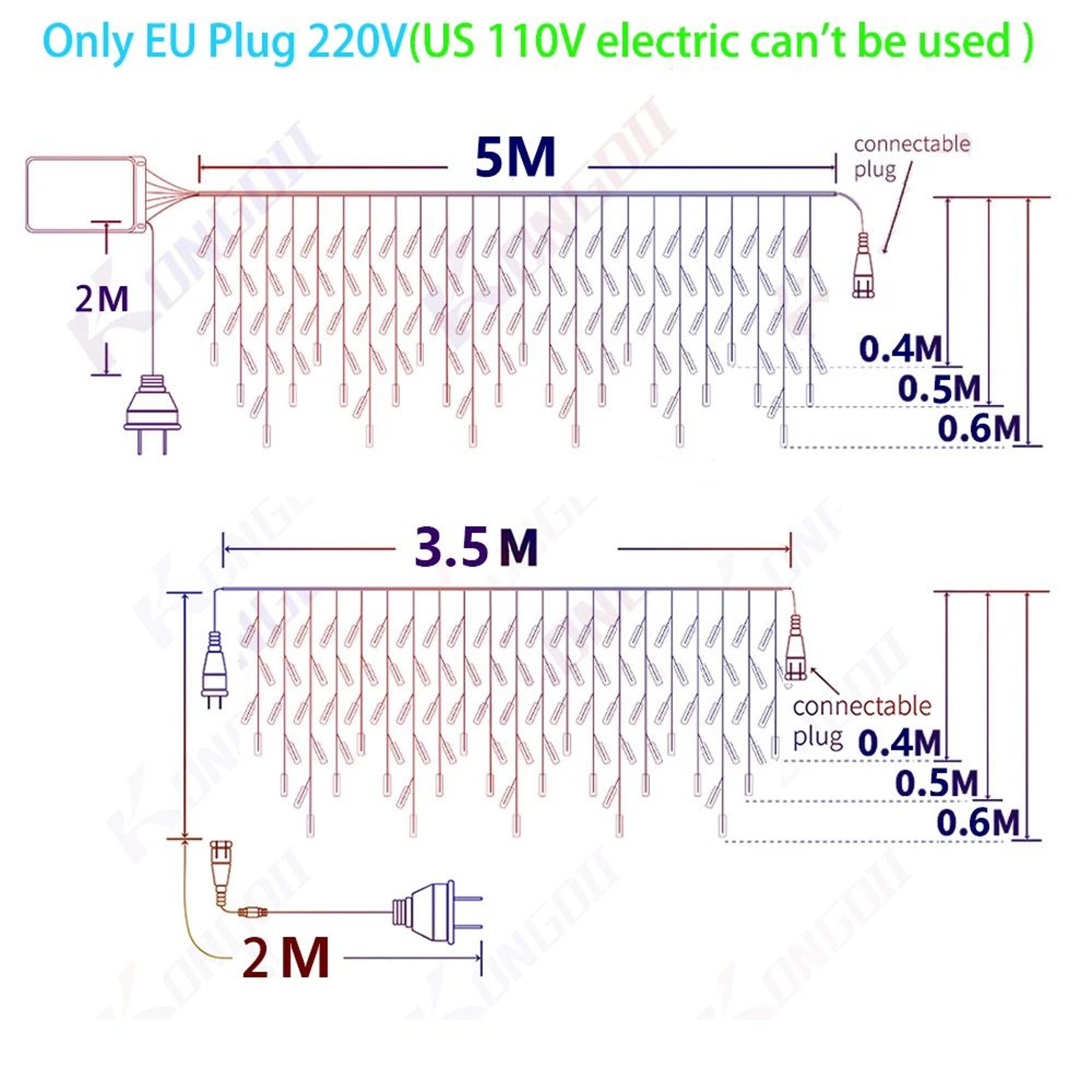 LED Icicle Curtain String Lights With Remote 2