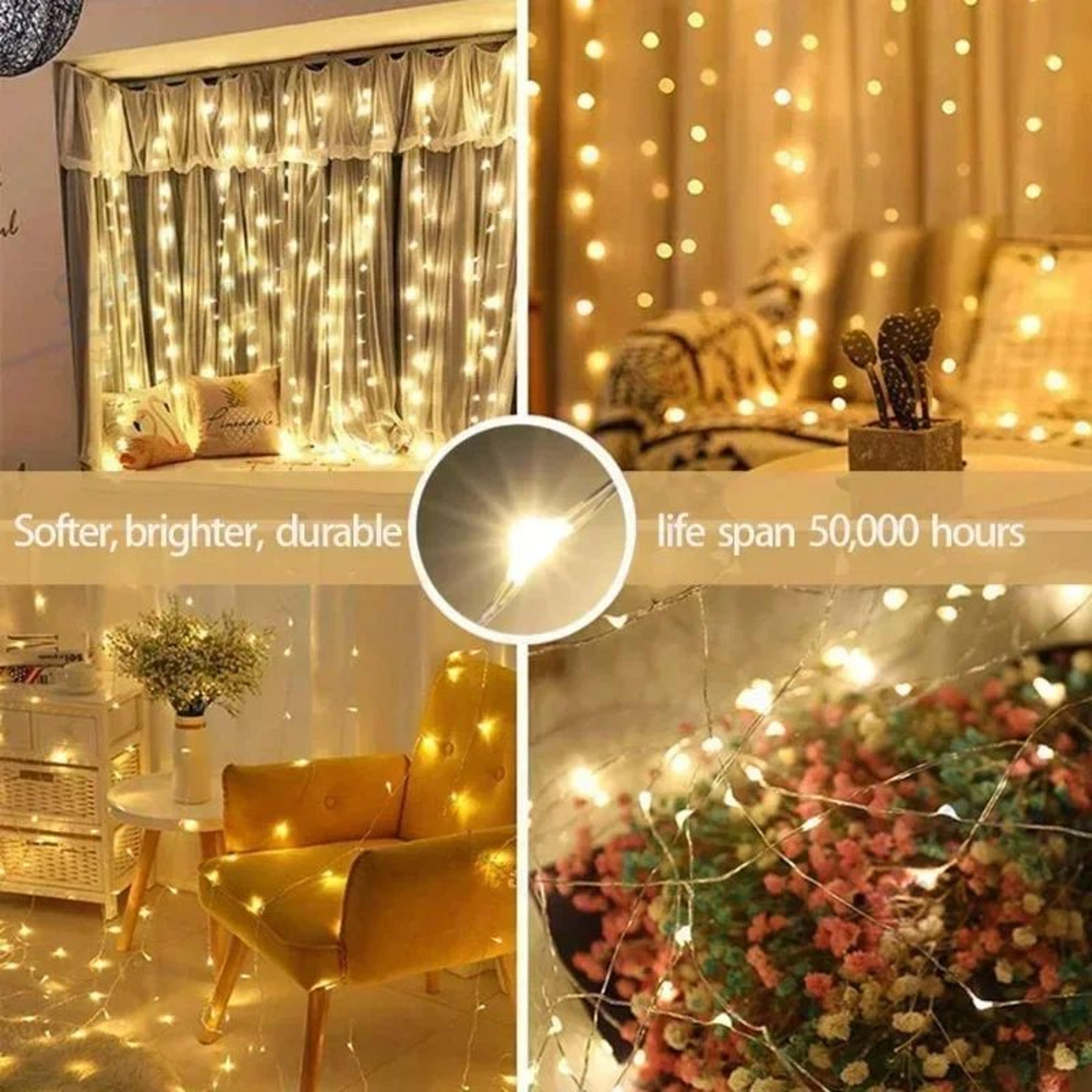 USB LED Window Curtain Fairy Lights With Remote 2