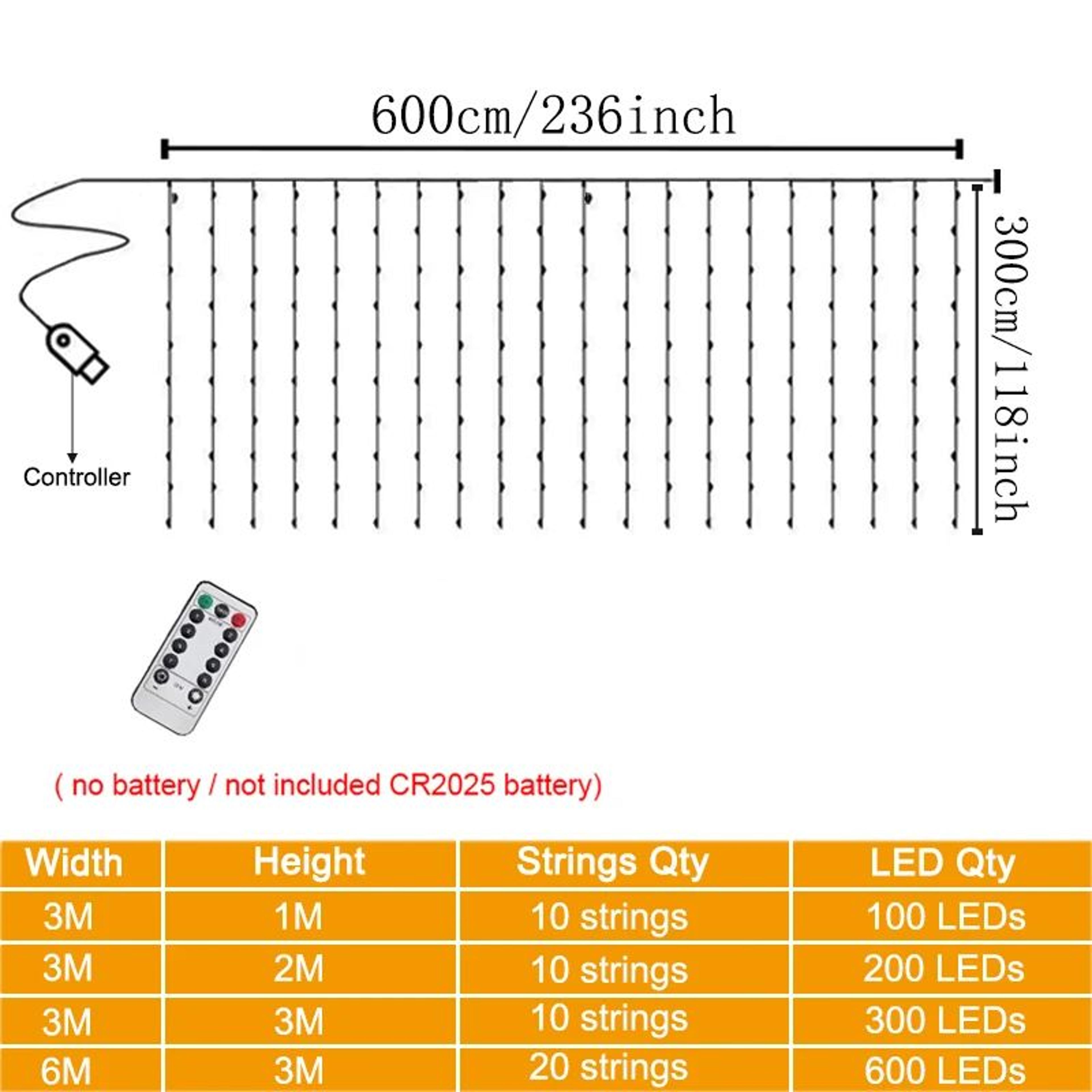Valentines Day LED Curtain Fairy Lights With Remote 5