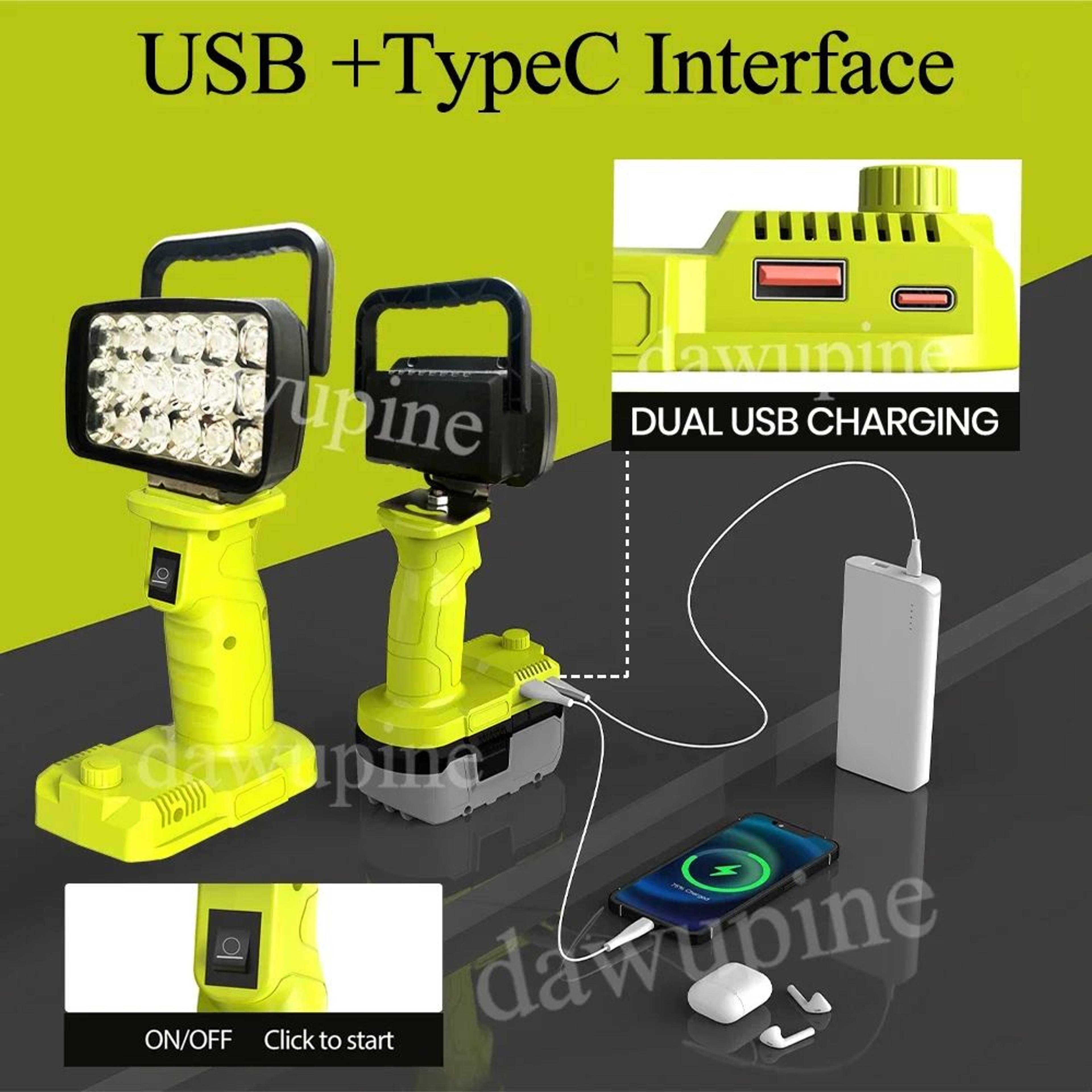 18 LED Portable Work Light For Ryobi 18V Lithium Battery 1