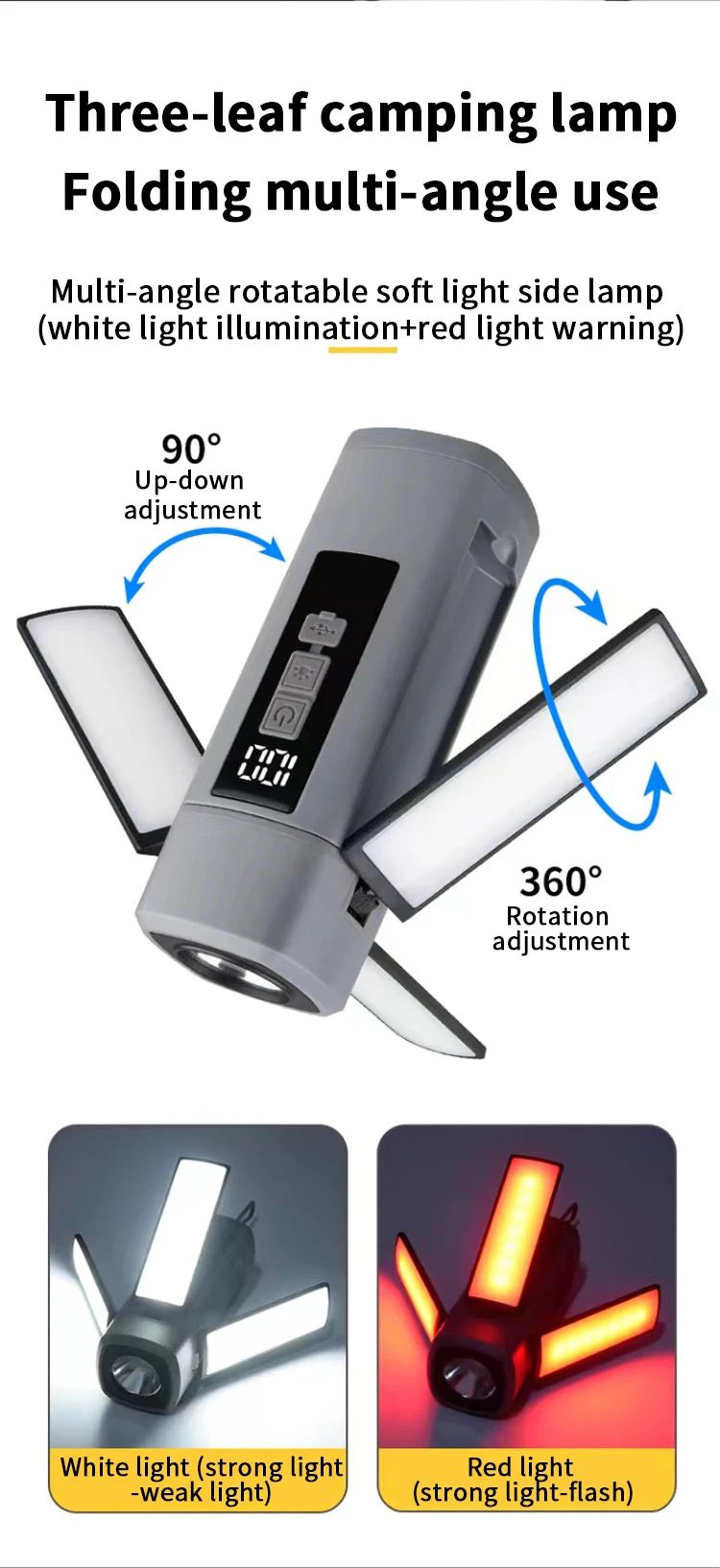 Foldable Rechargeable Camping Lantern With Battery Display 8