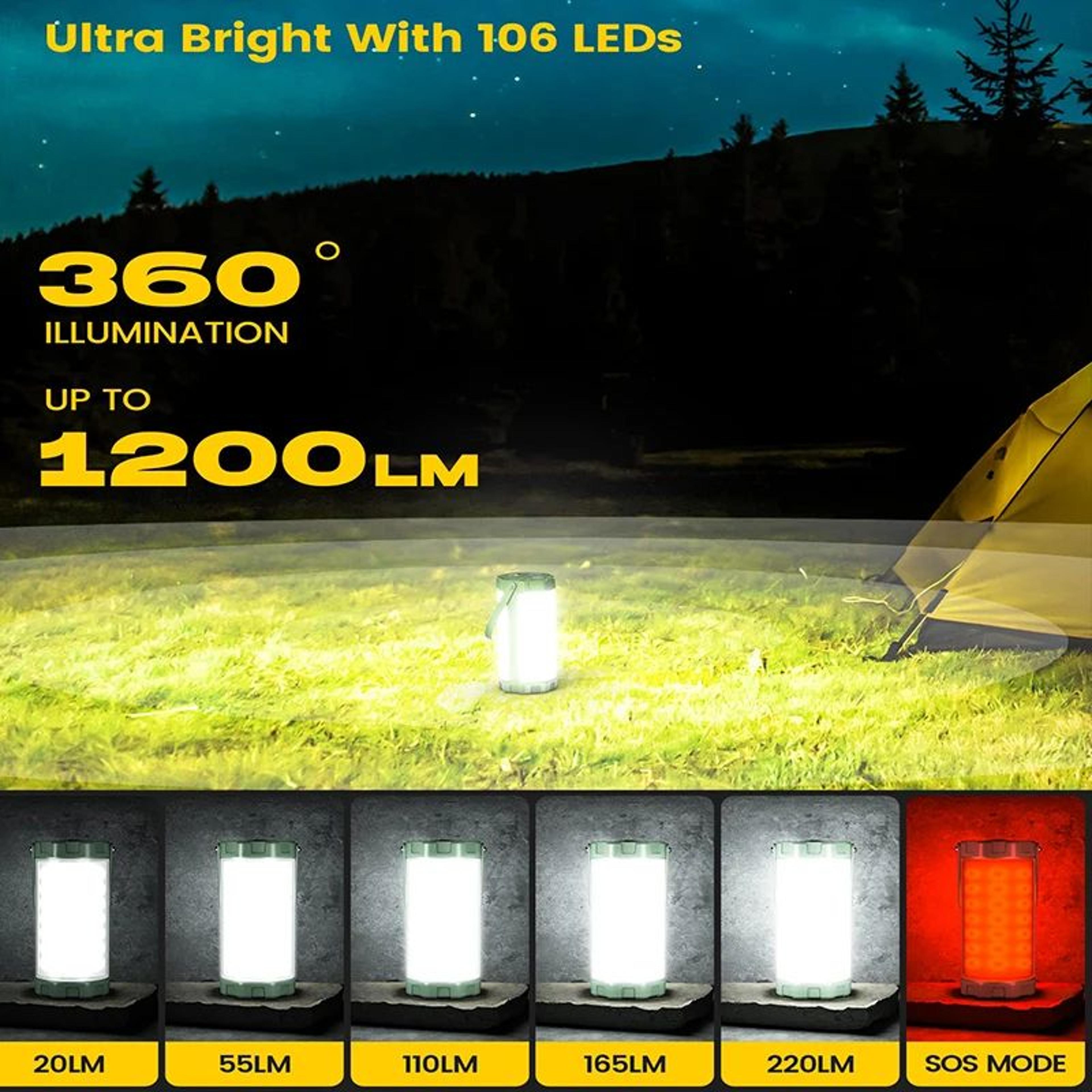 106 LED Rechargeable Camping Lantern With Power Bank 1