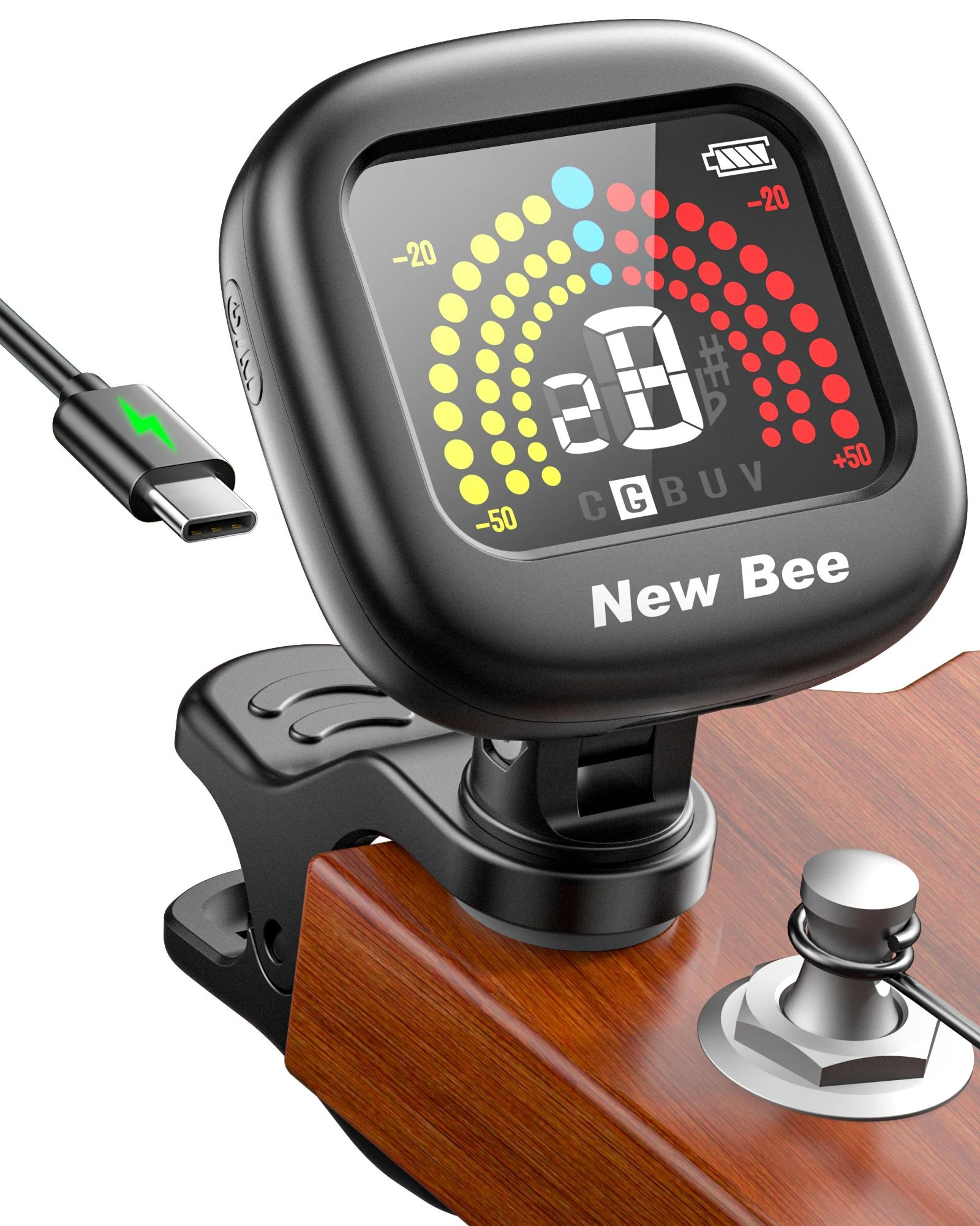 new bee gt40 clip on color screen guitar tuner with 360 degree rotation