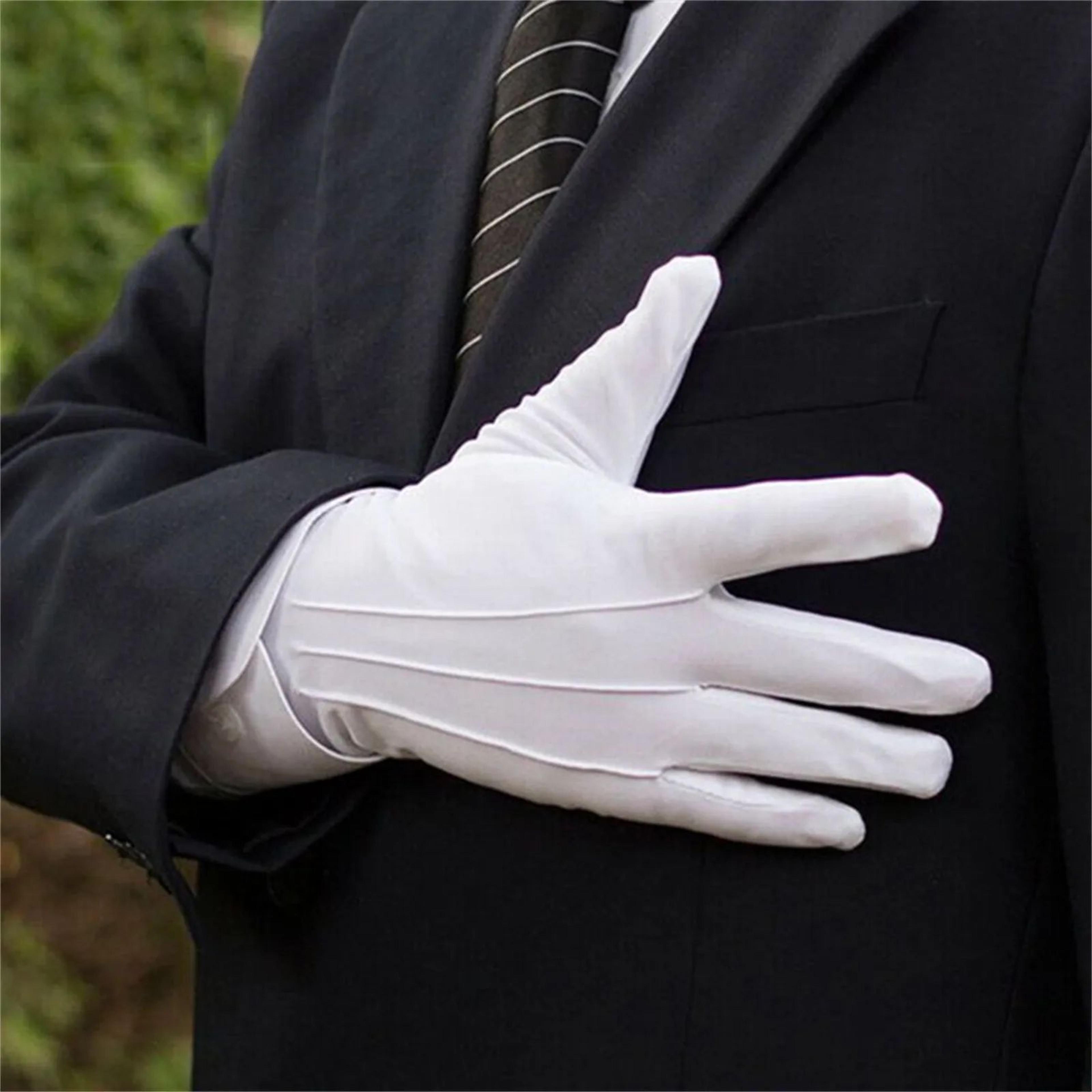 white cotton stretch work gloves for handling and spa care