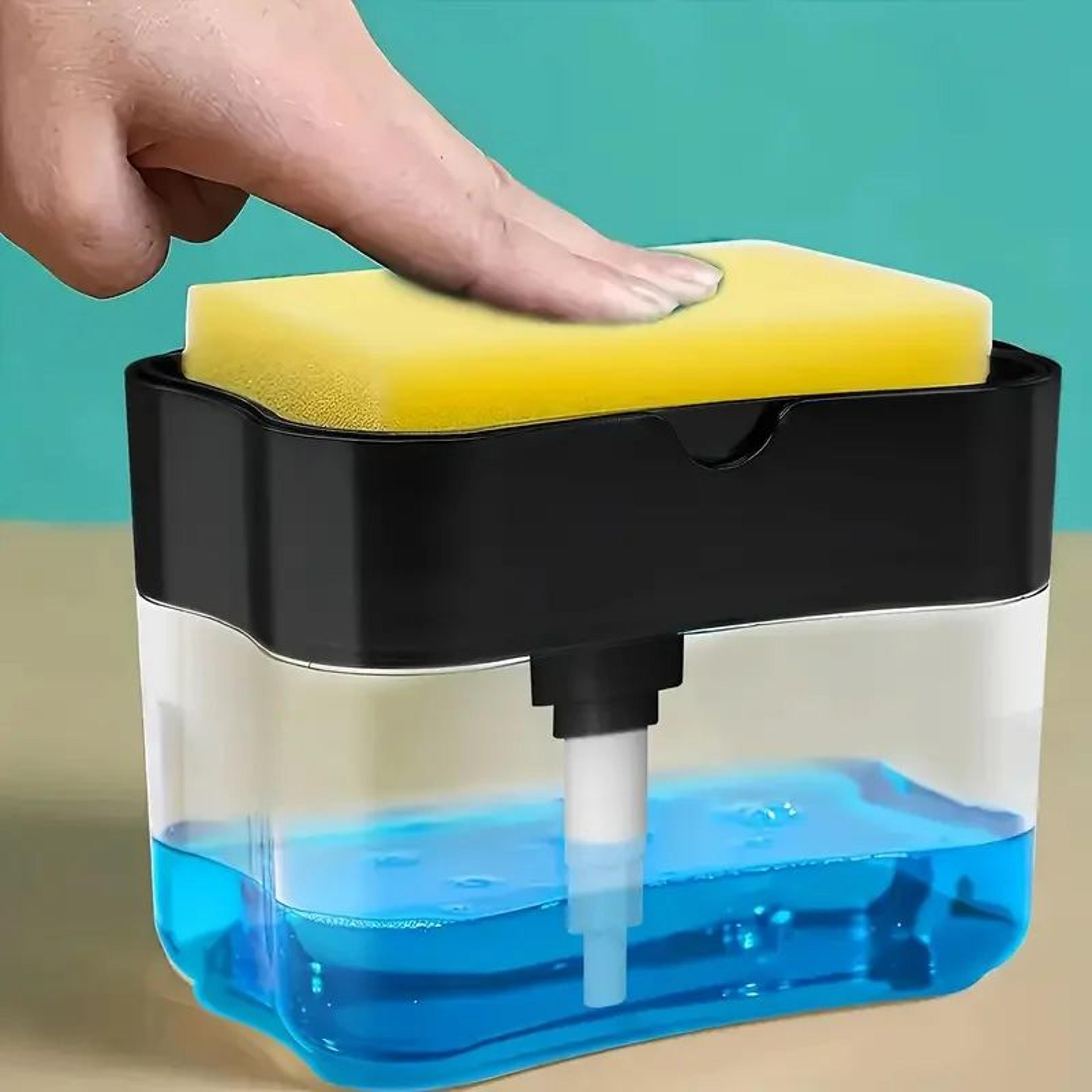 automatic press soap dispenser with sponge holder for kitchen sink