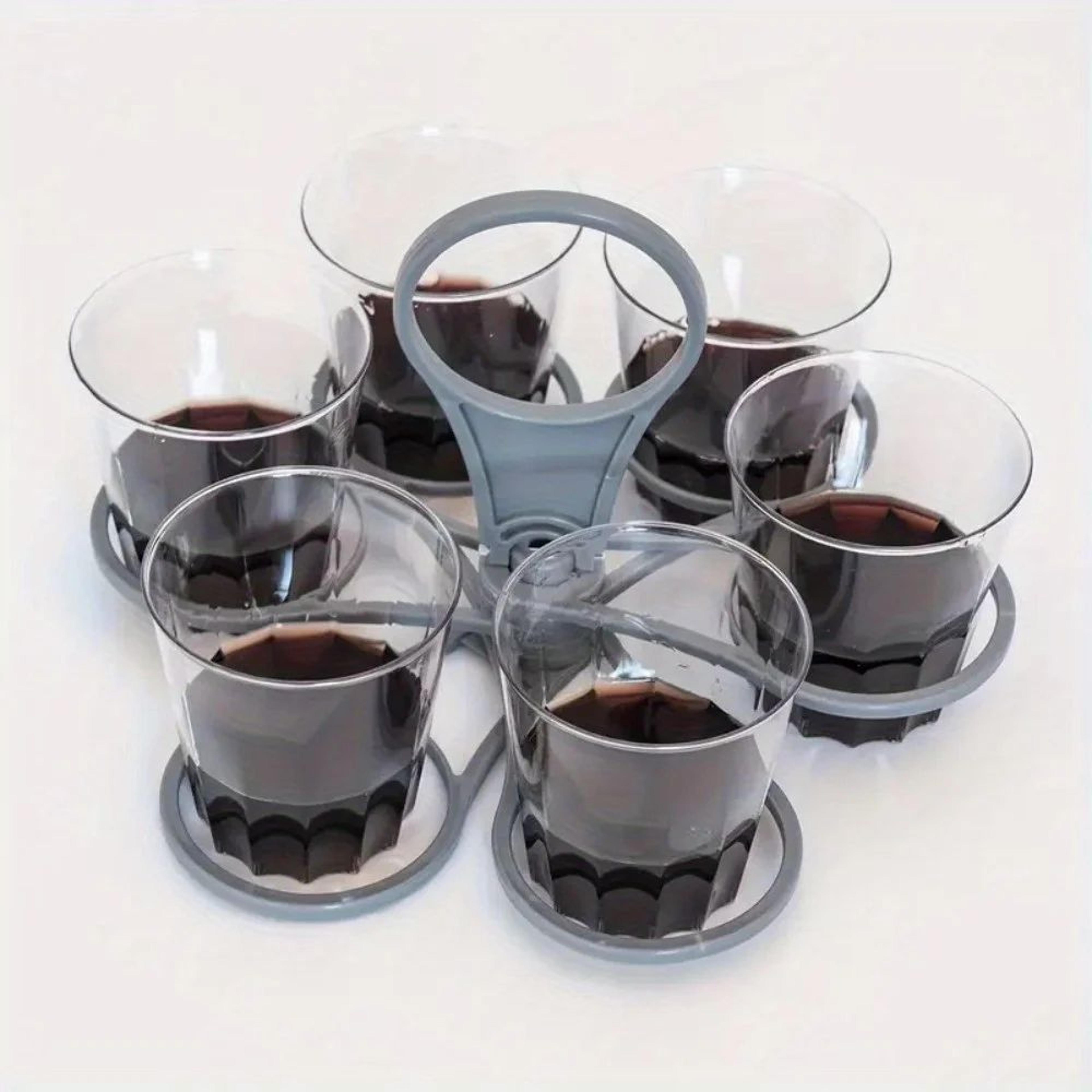 portable 6 slot folding drink holder tray with carry handle