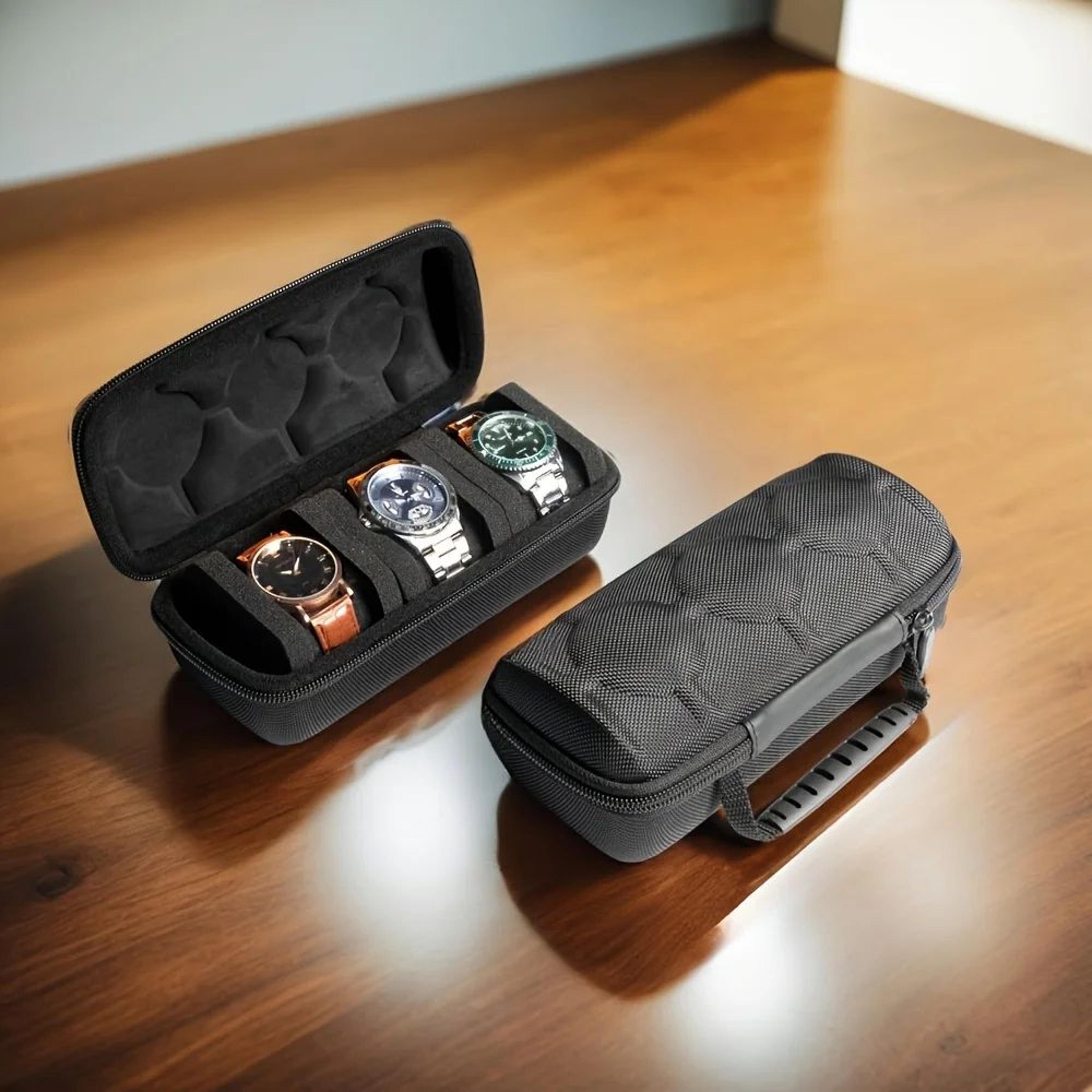 luxury 3 slot hard shell watch travel case