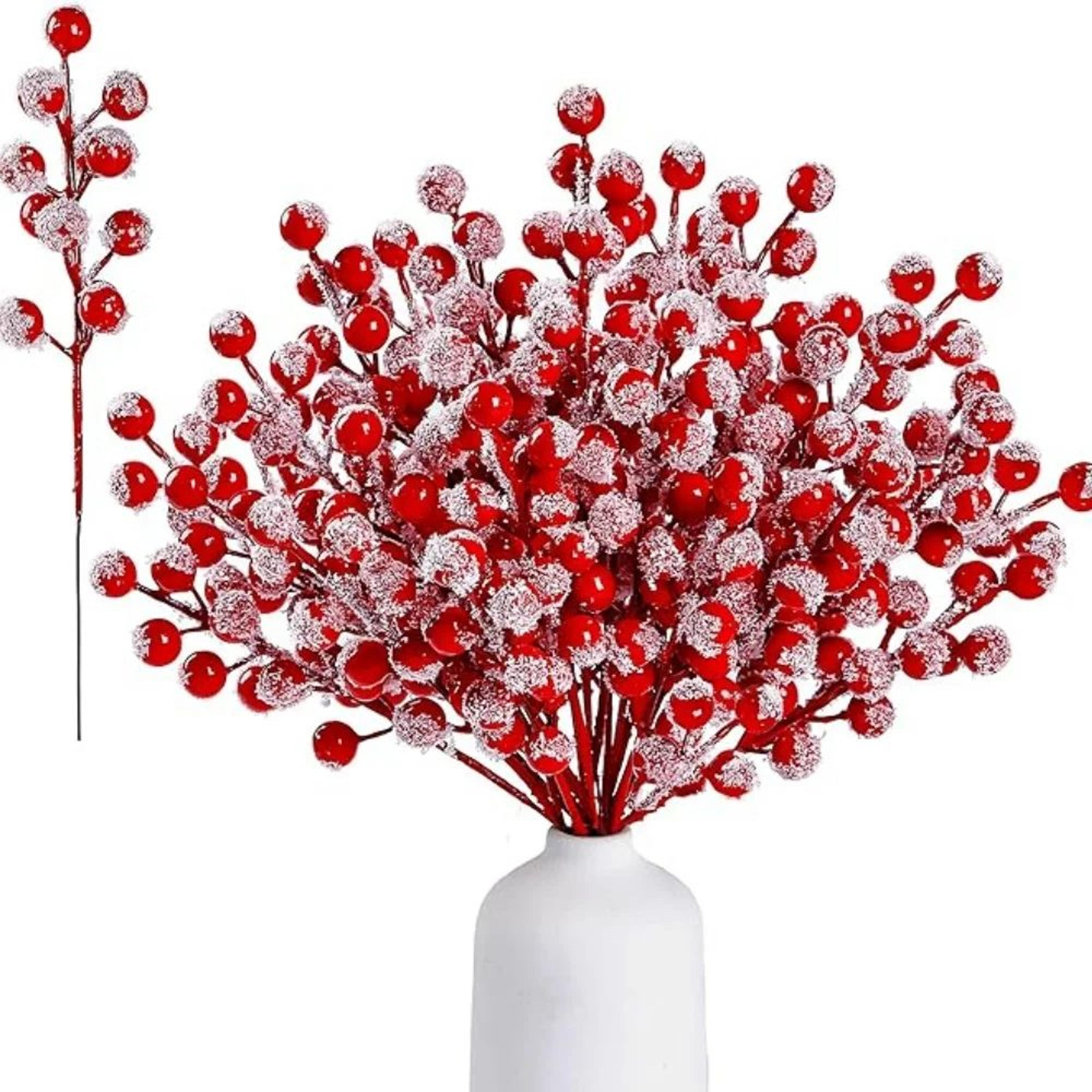 10 piece artificial red holly berry branches