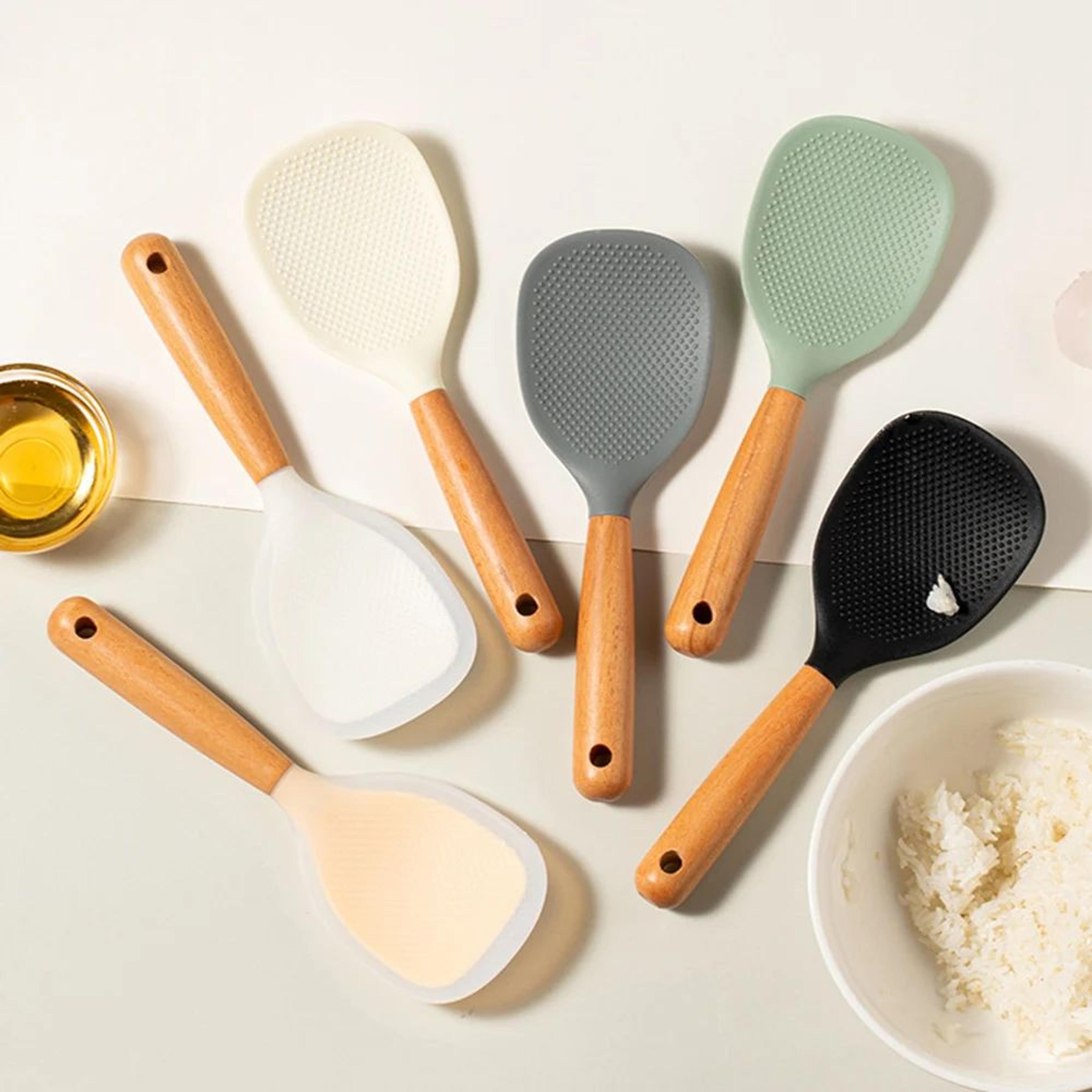 heat resistant silicone rice spoon for cooking and serving