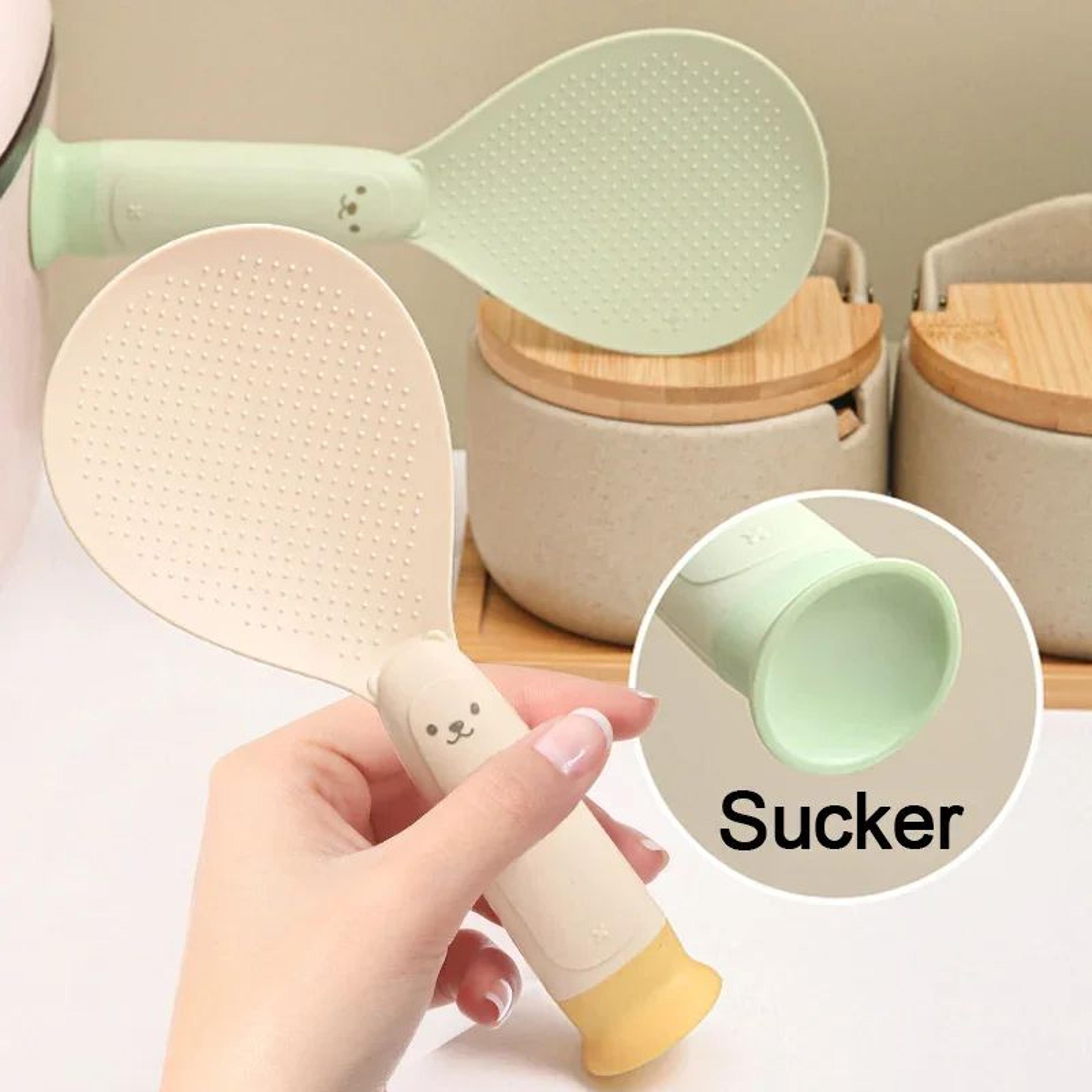 upright suction cup non stick rice spoon for rice cooker