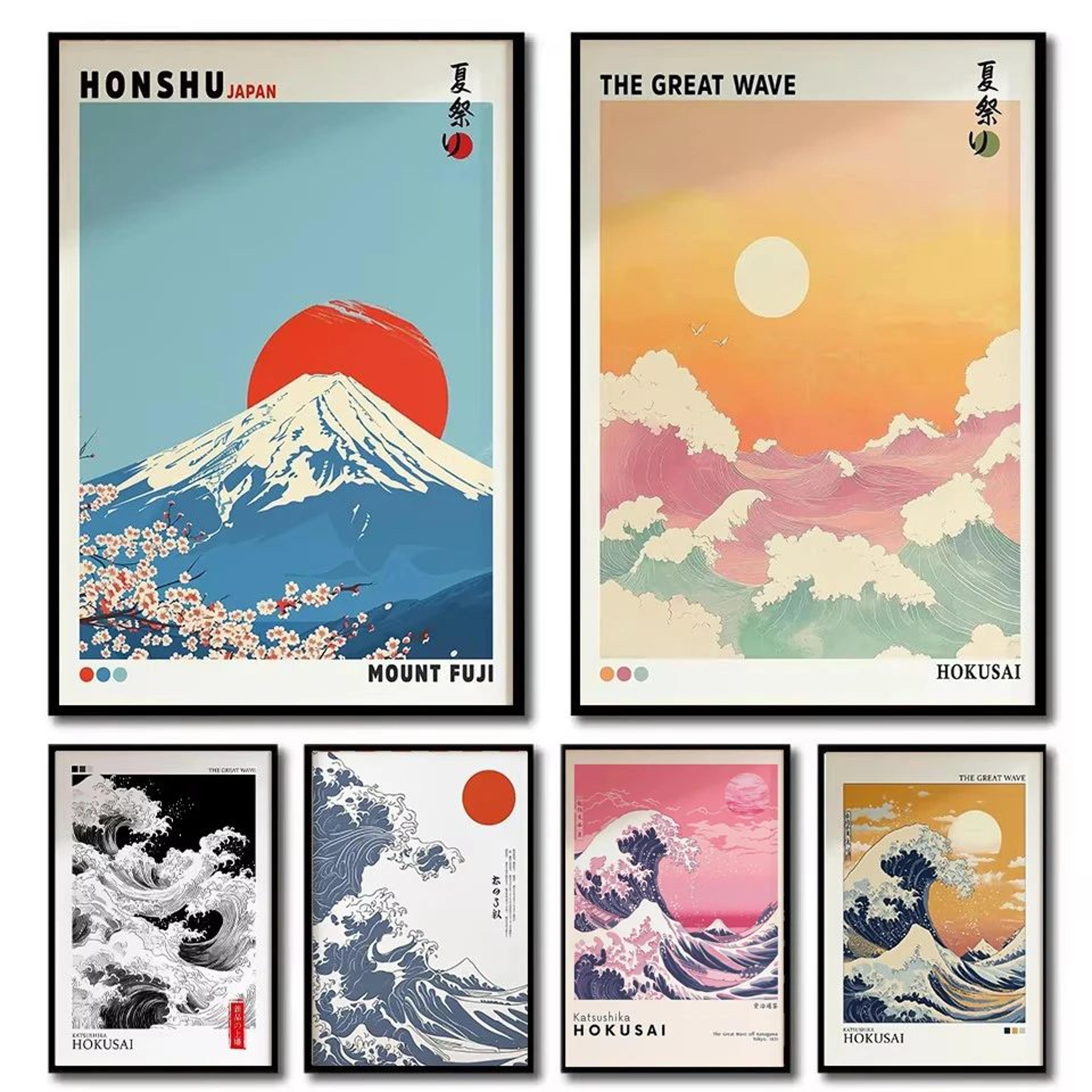 mount fuji sunrise wave japanese canvas wall art print