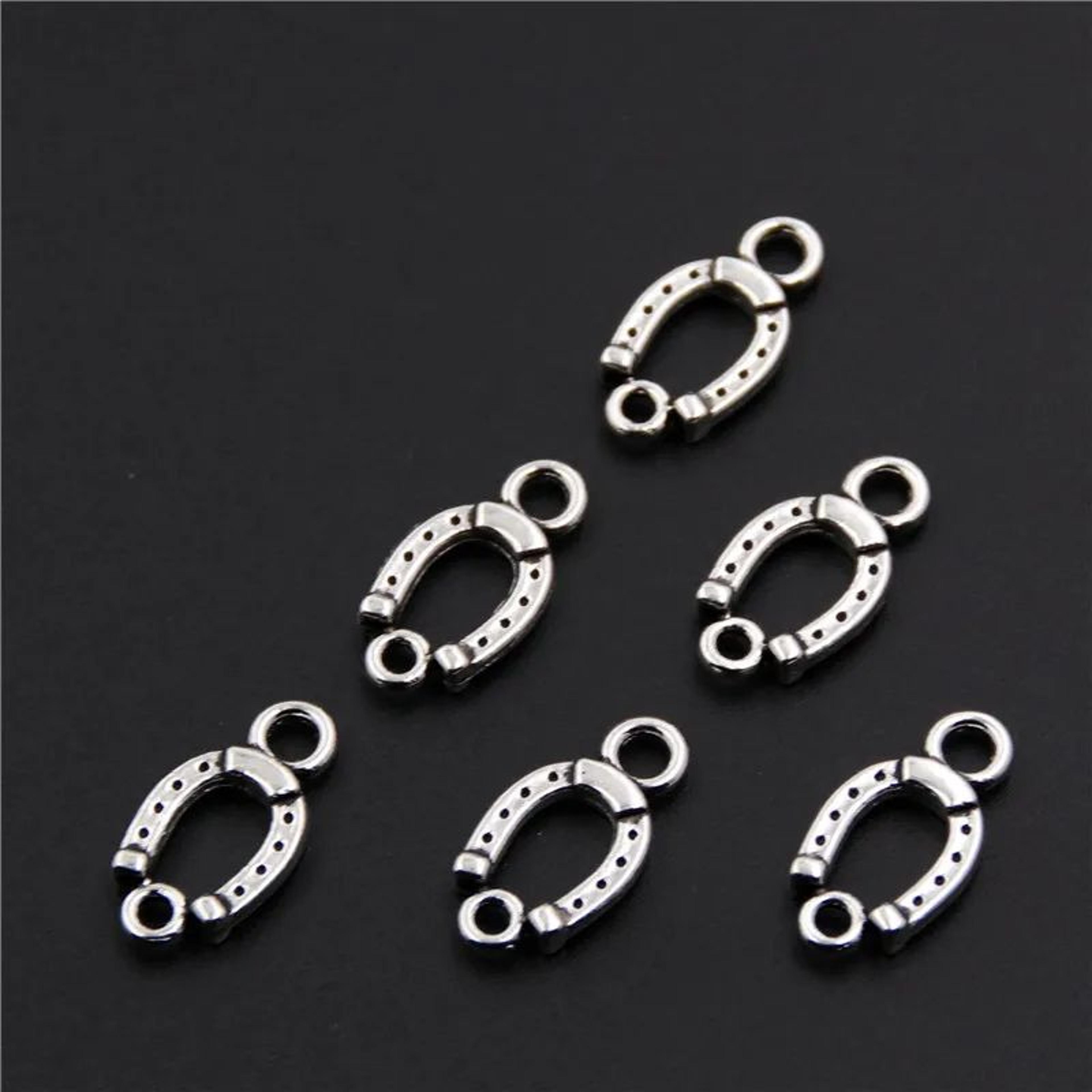50pcs silver tone horseshoe connector charms for diy jewelry