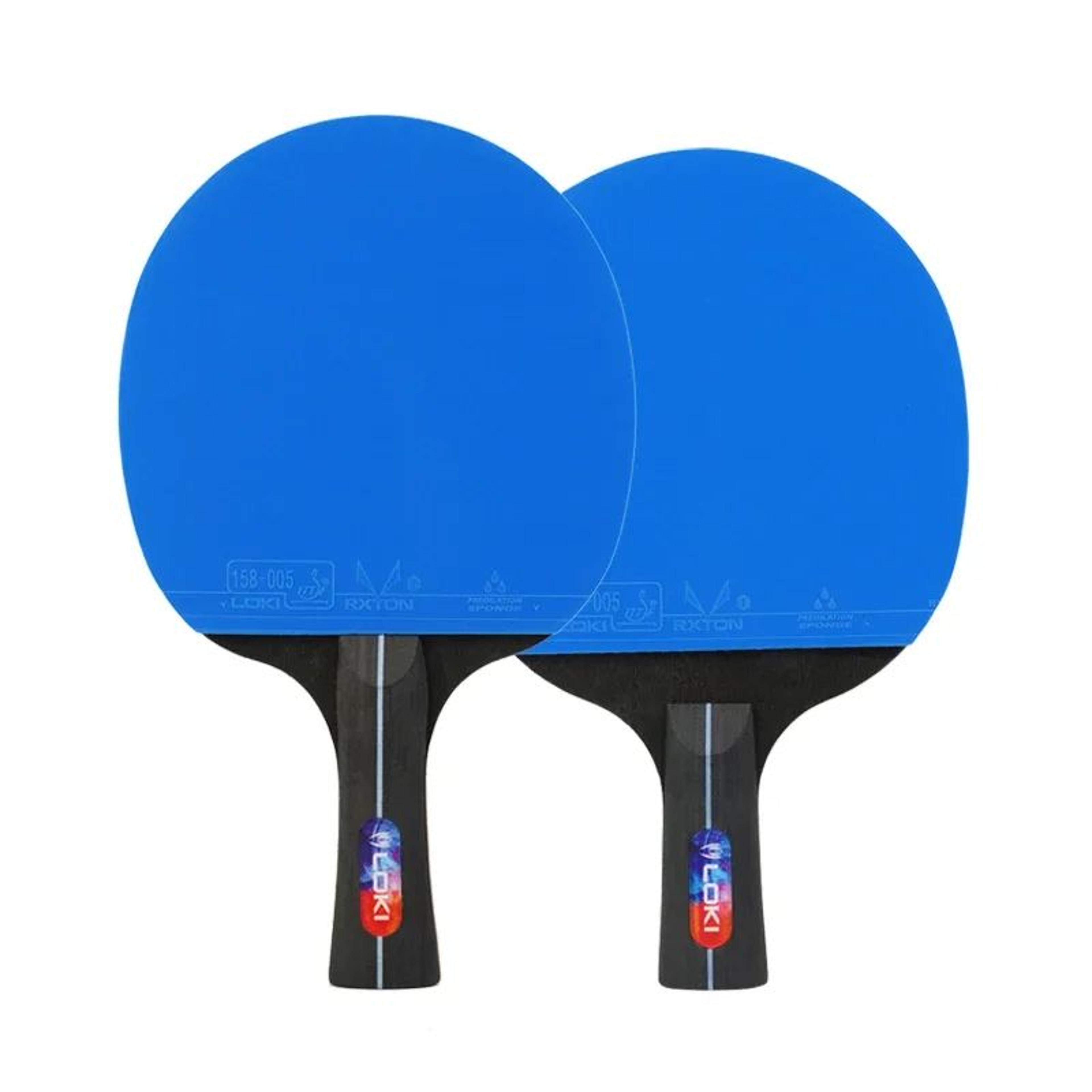 loki k5000 table tennis racket set with 2 blue rubber paddles