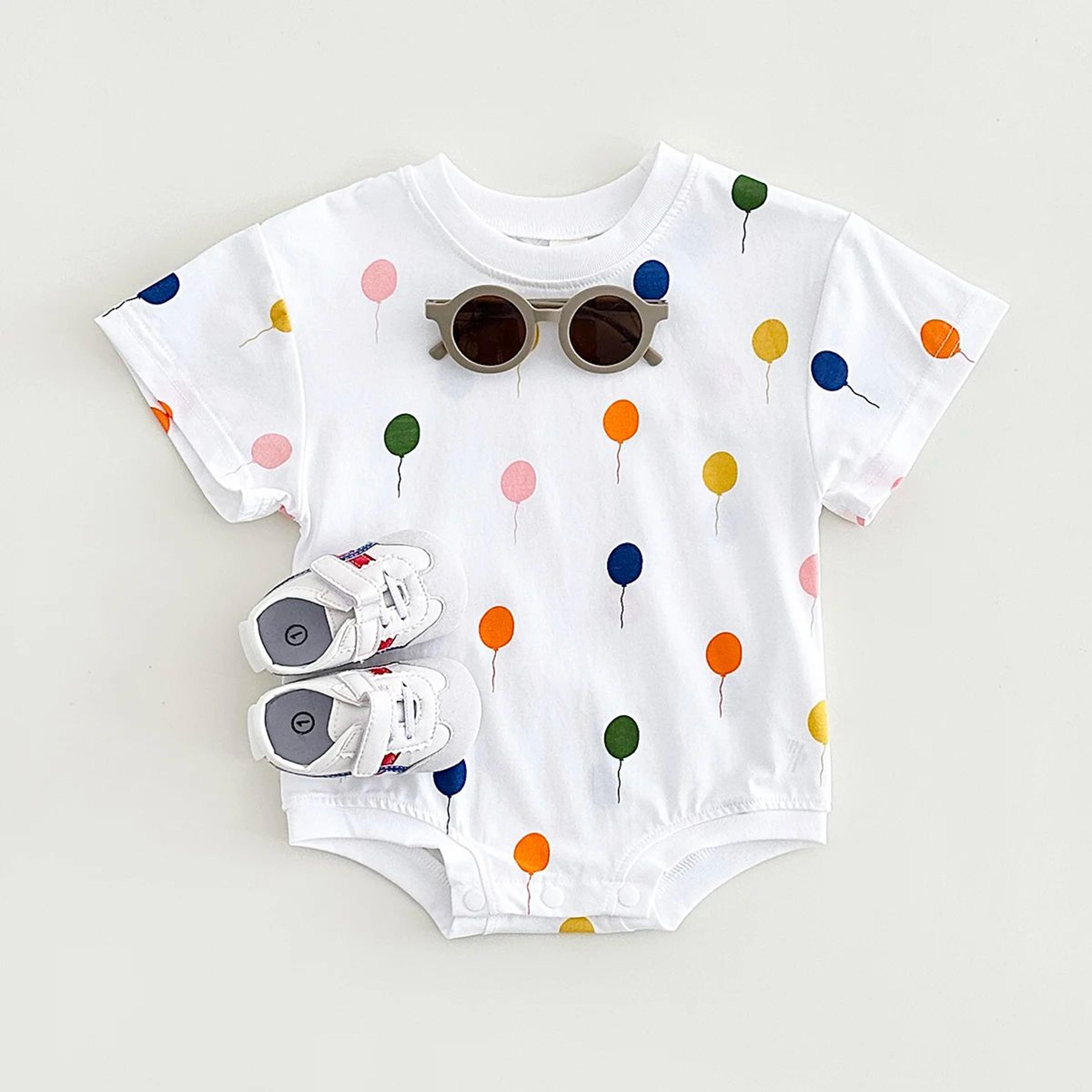 baby cotton balloon print short sleeve summer romper