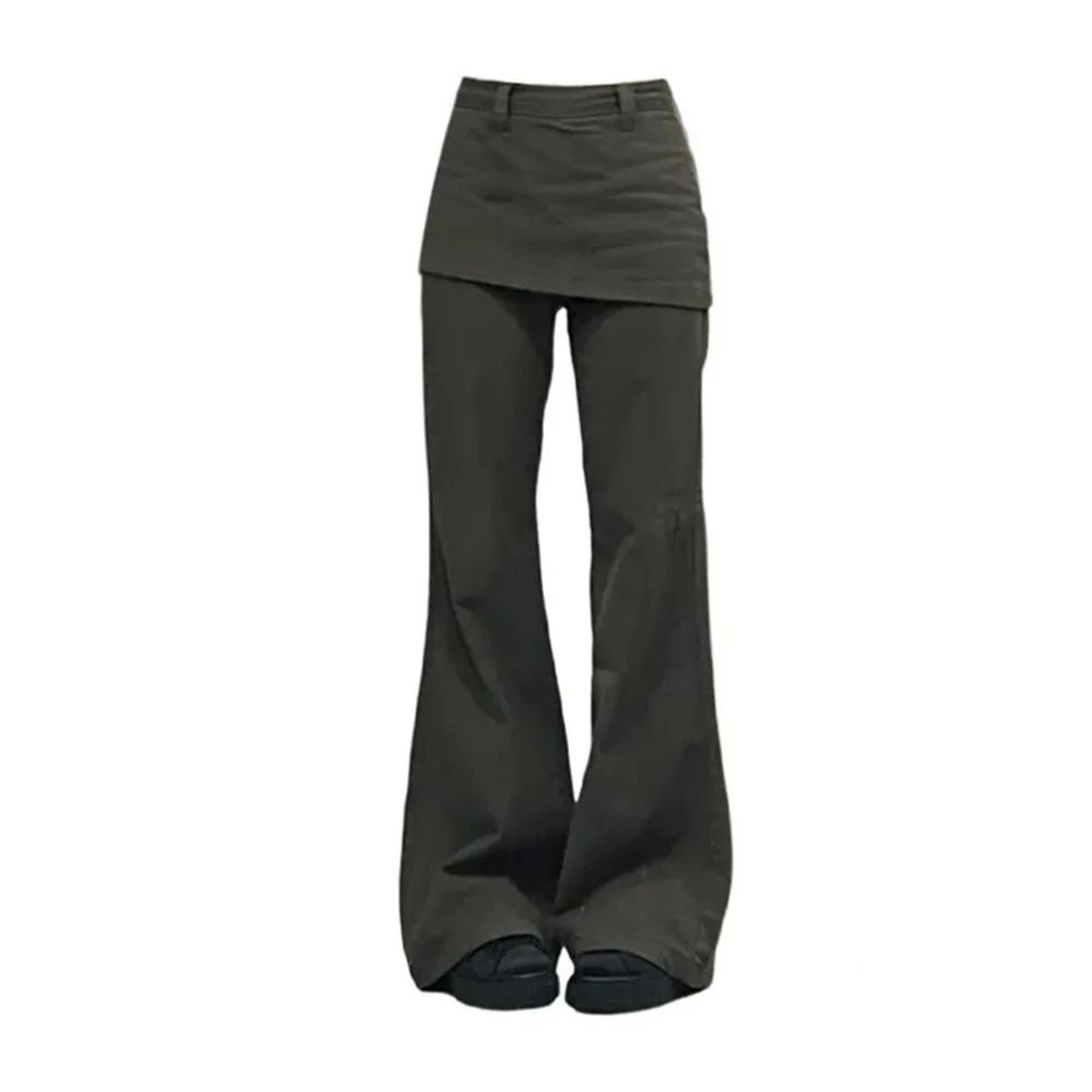 womens plus size high waisted wide leg jeans with layered look