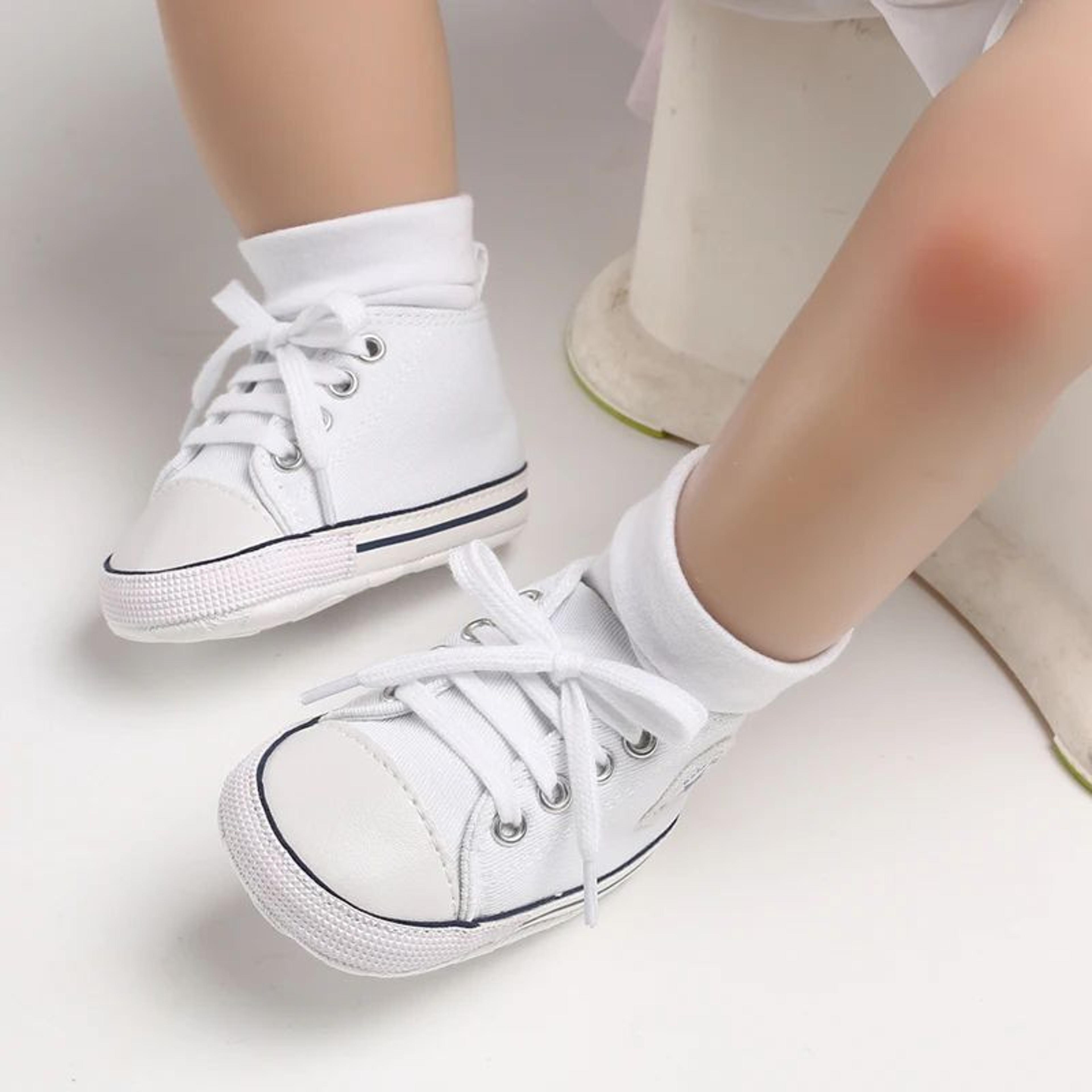 baby canvas star sneakers with anti slip soles for boys and girls