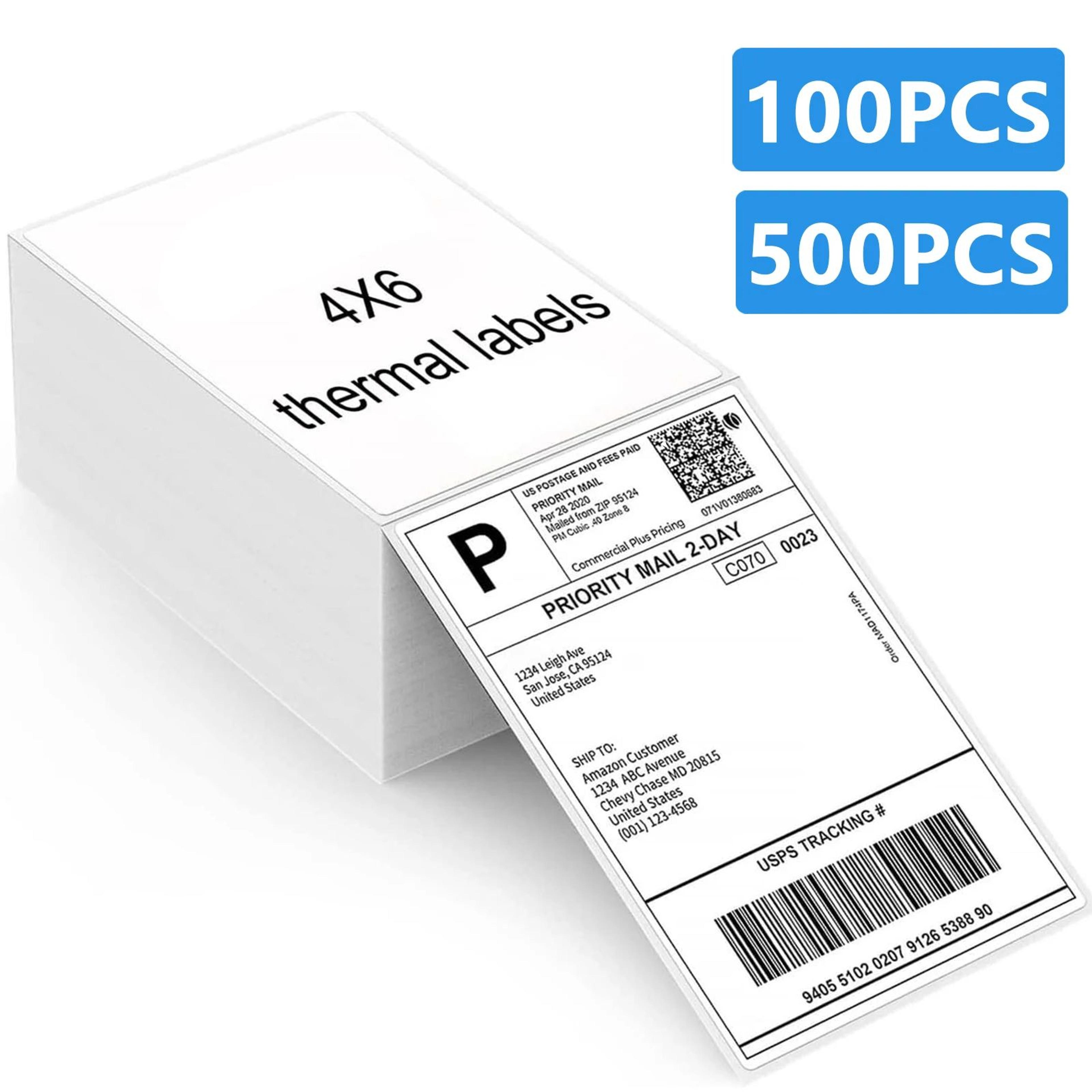 4x6 self adhesive thermal shipping labels in 100 or 500 piece packs