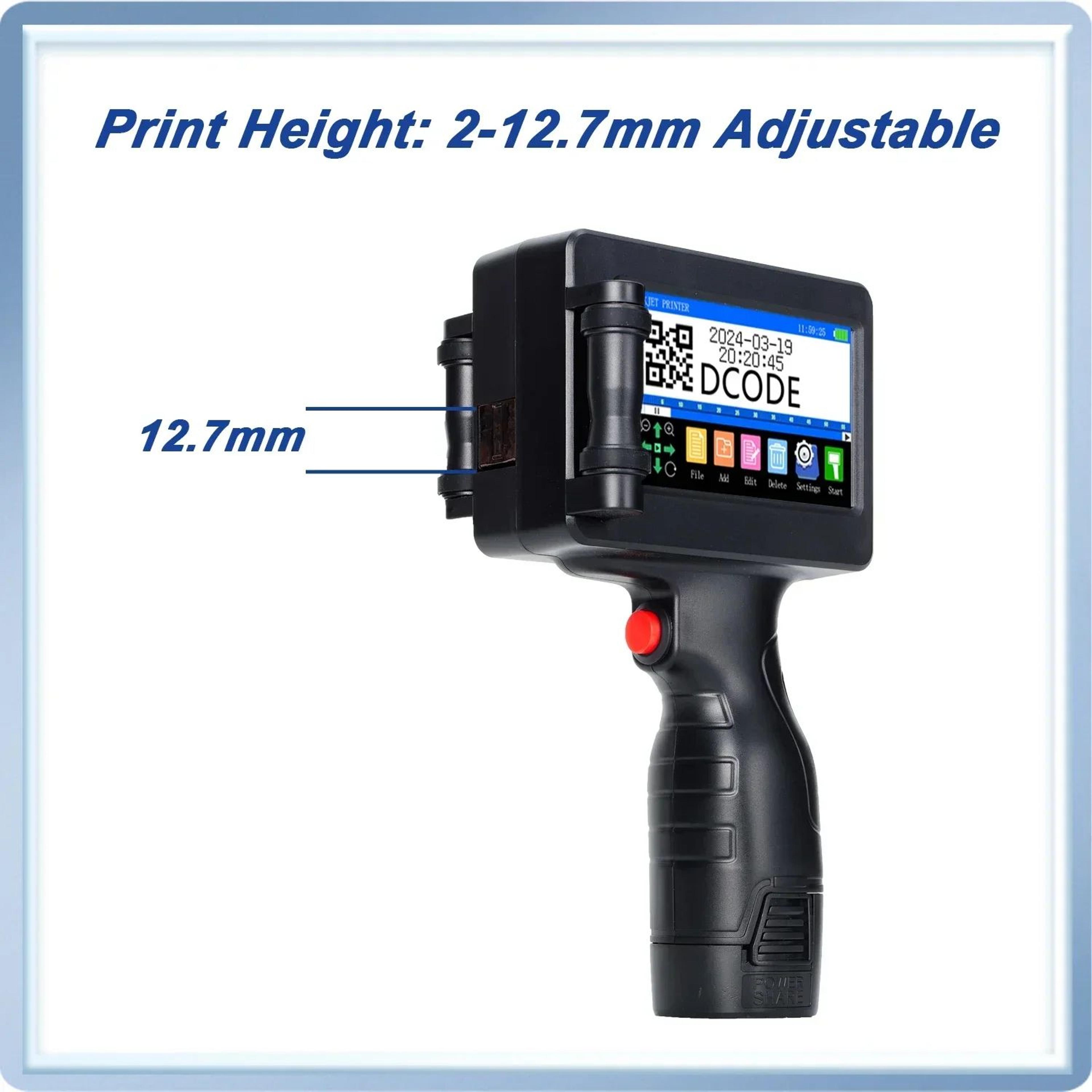 DCODE 1755PLUS Handheld Inkjet Printer For Dates Logos And Barcodes 1