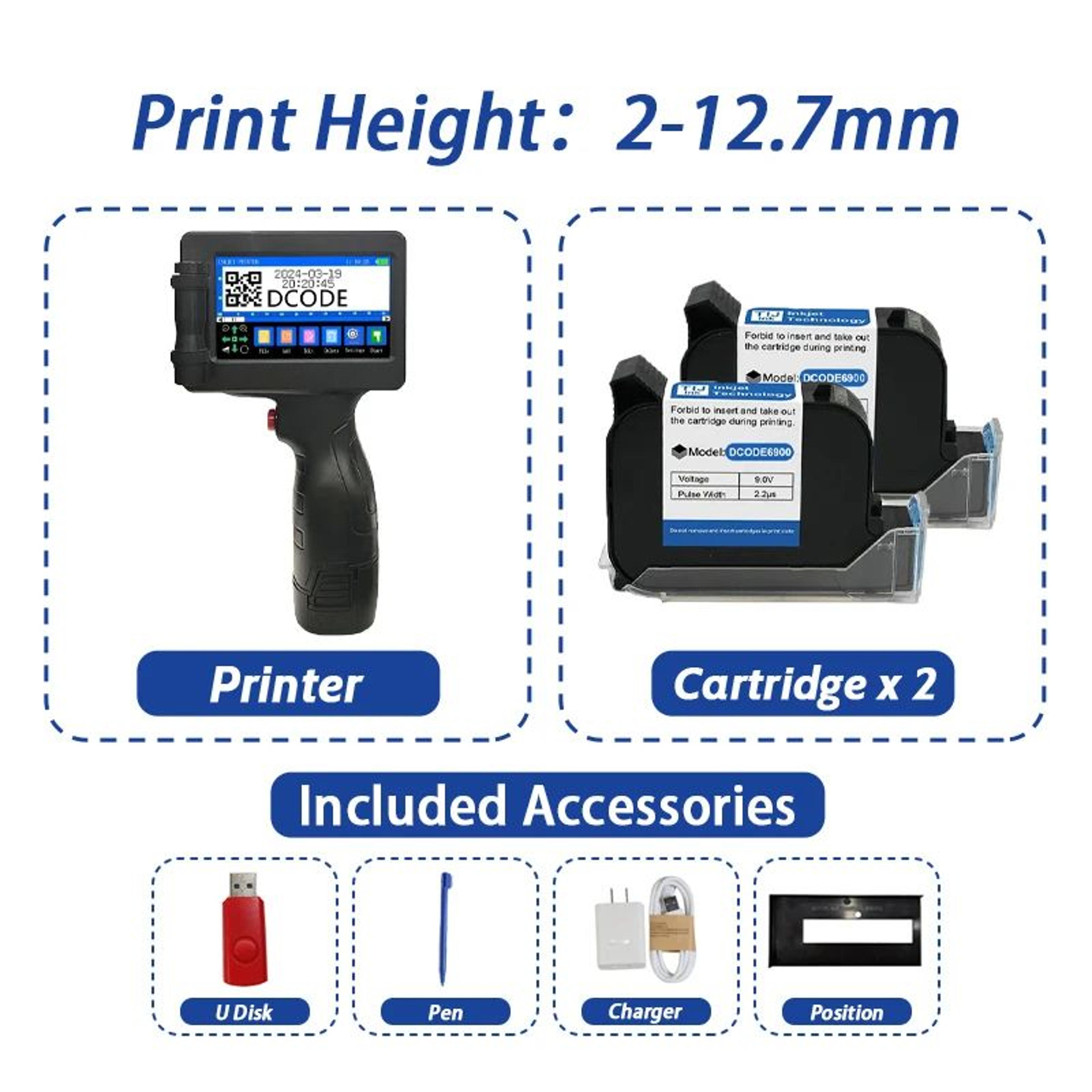 DCODE 1755PLUS Handheld Inkjet Printer For Dates Logos And Barcodes 8