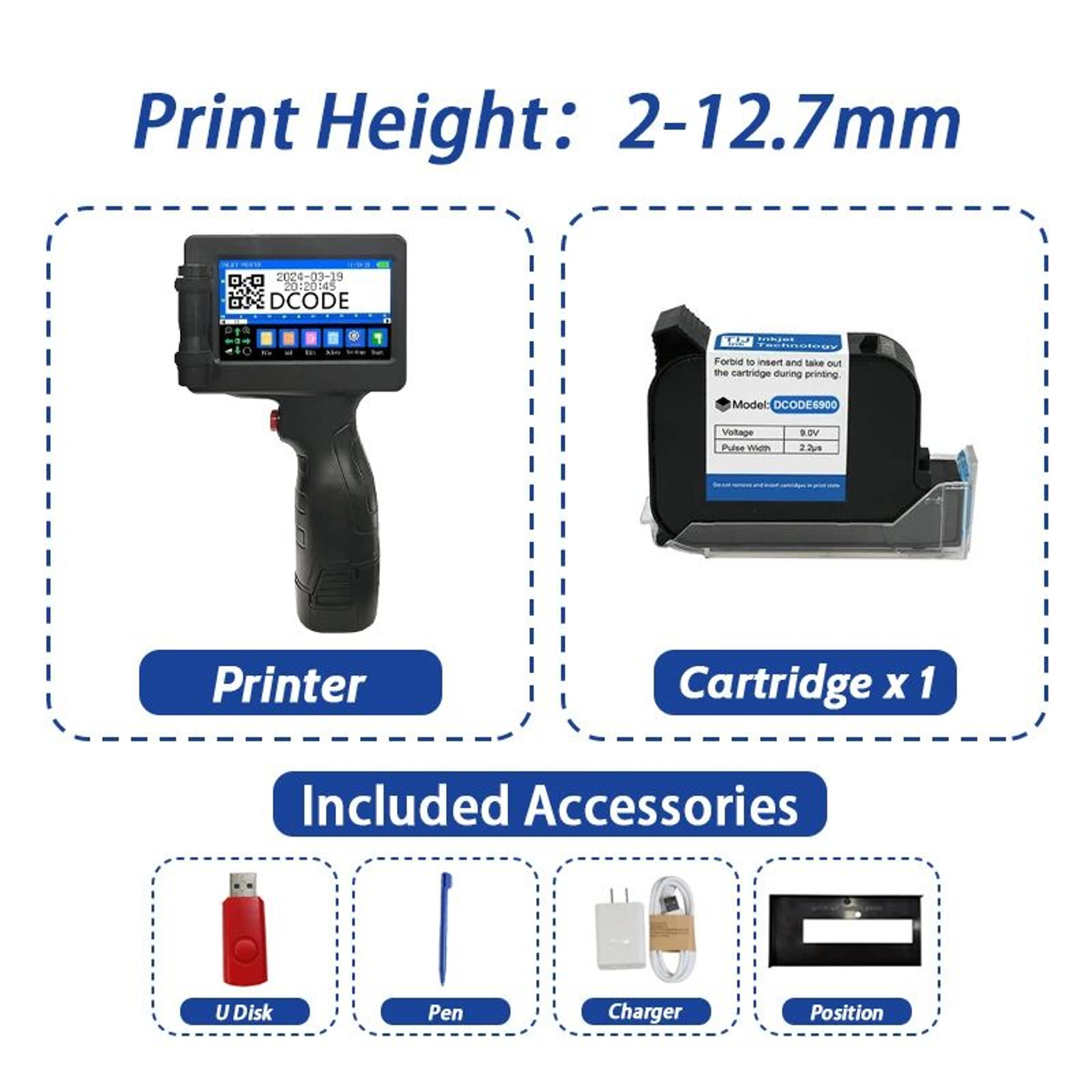 DCODE 1755PLUS Handheld Inkjet Printer For Dates Logos And Barcodes 7