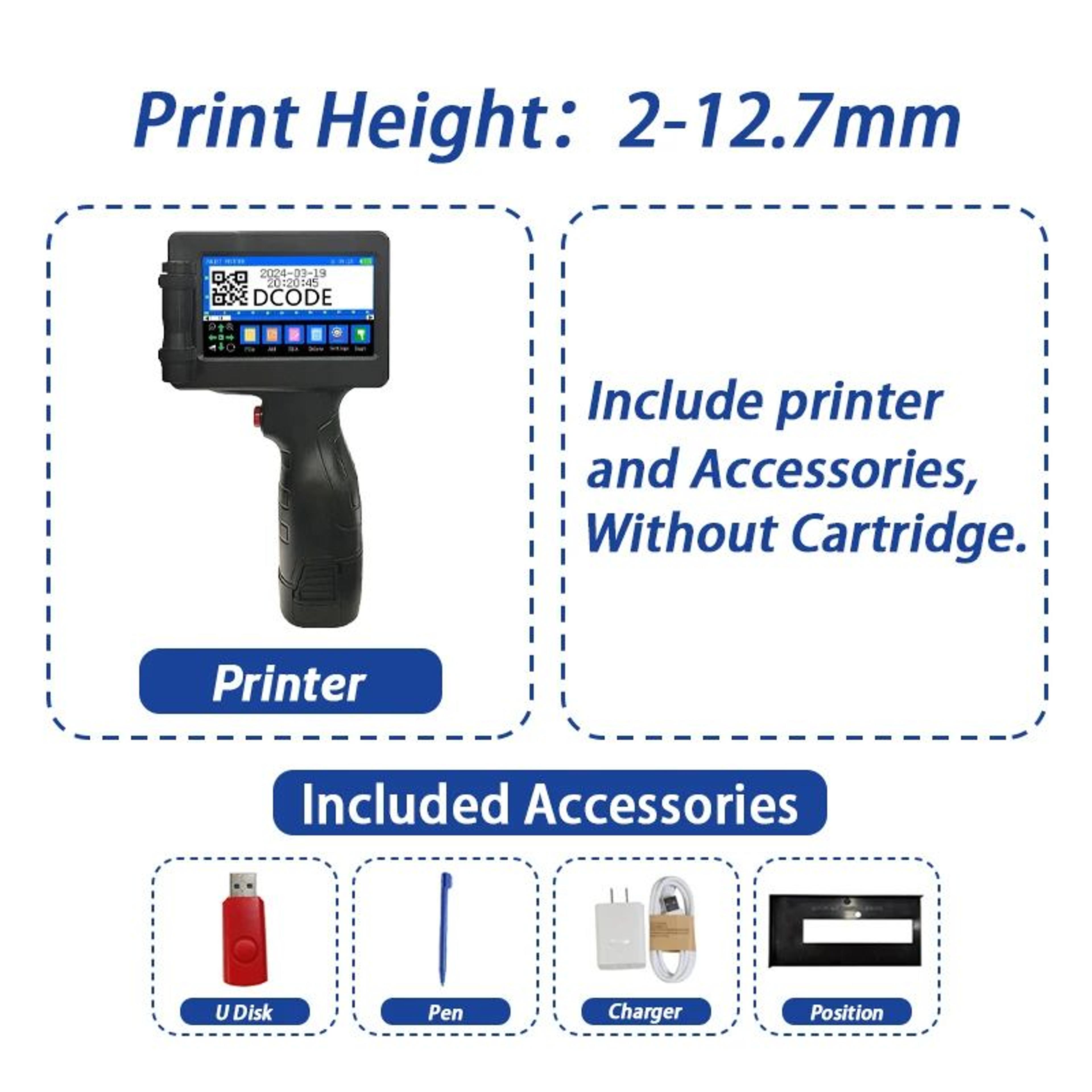DCODE 1755PLUS Handheld Inkjet Printer For Dates Logos And Barcodes 6