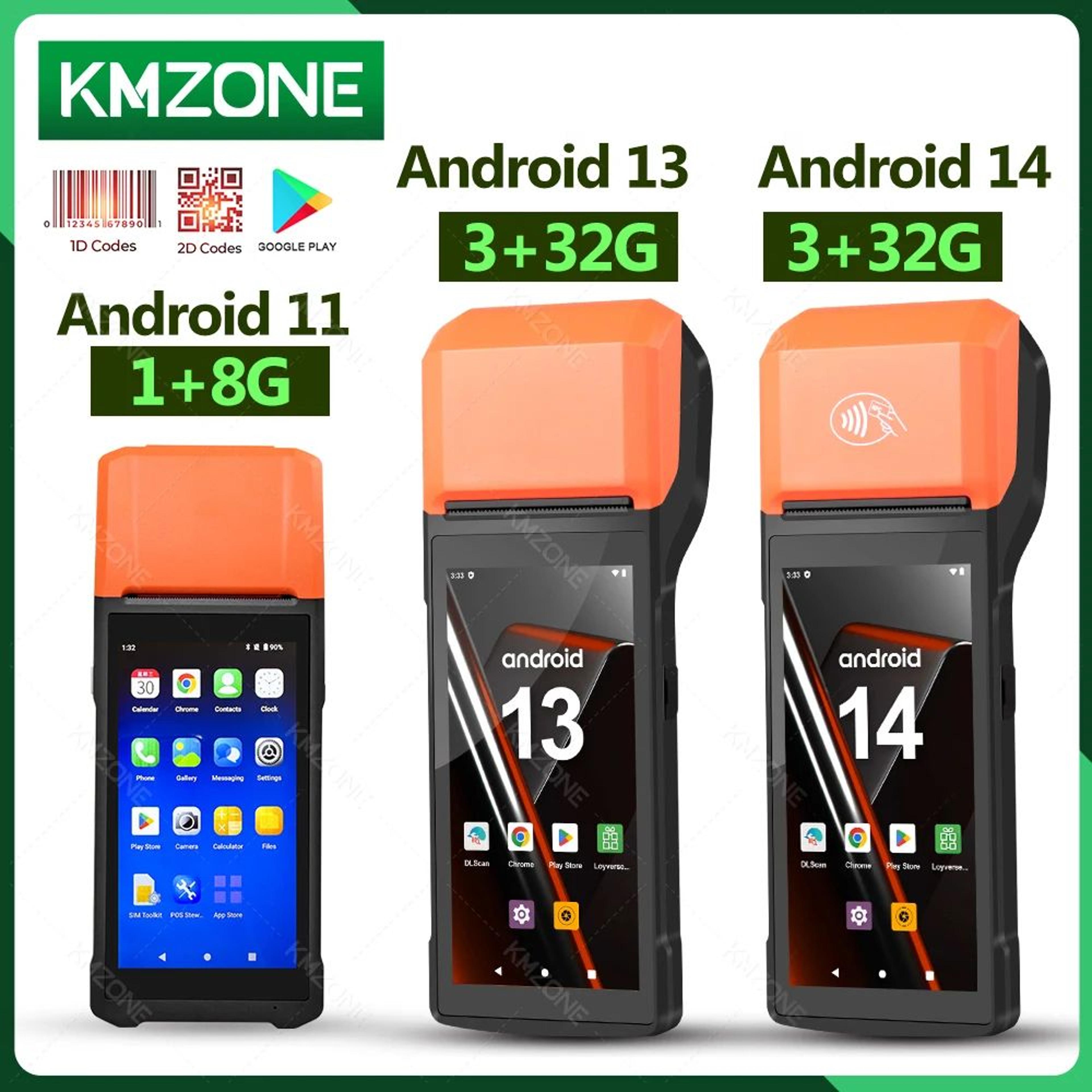 portable android pos terminal with 5 inch touchscreen and receipt printer