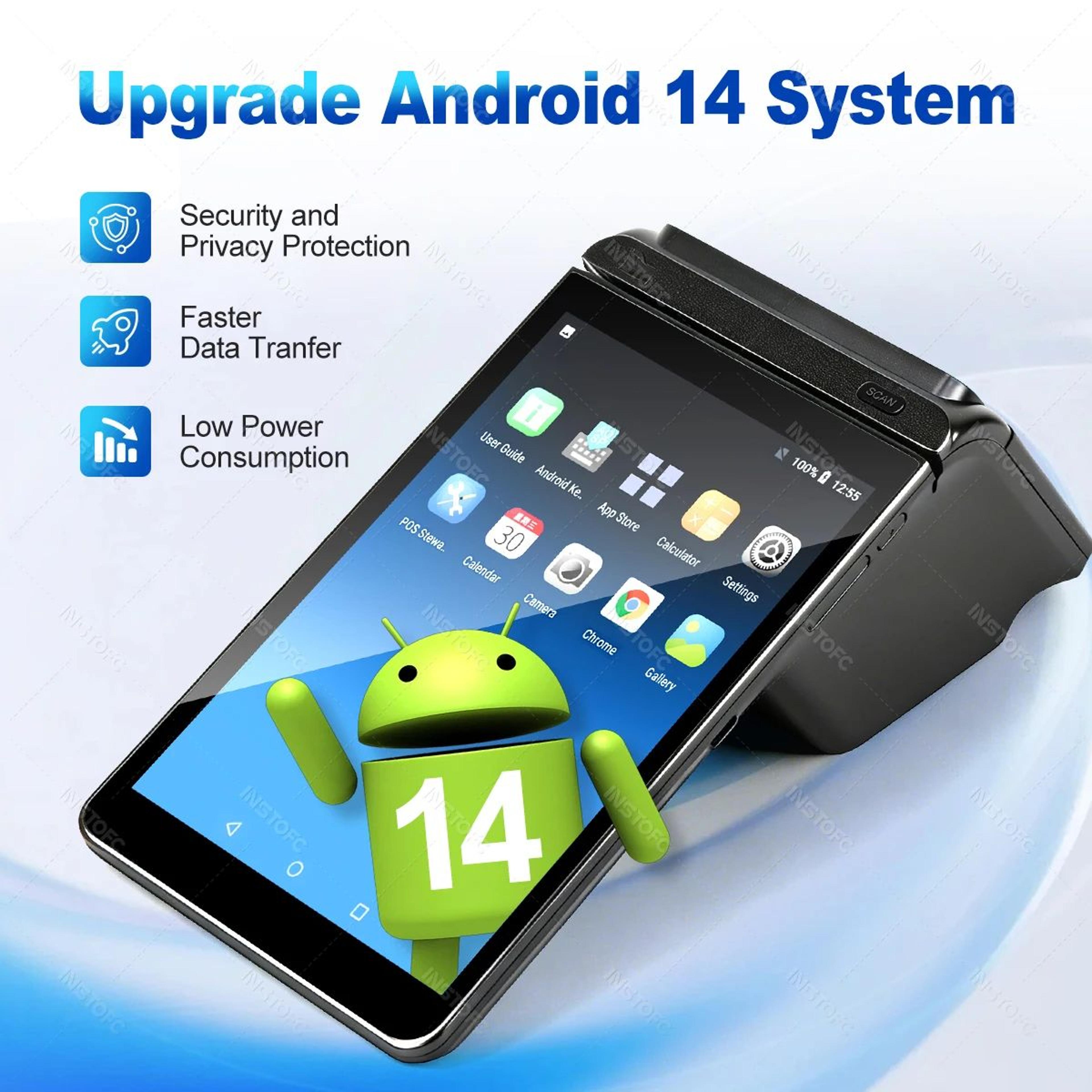 Android 14 All In One POS Terminal With Receipt Printer 3GB RAM 32GB Storage 10
