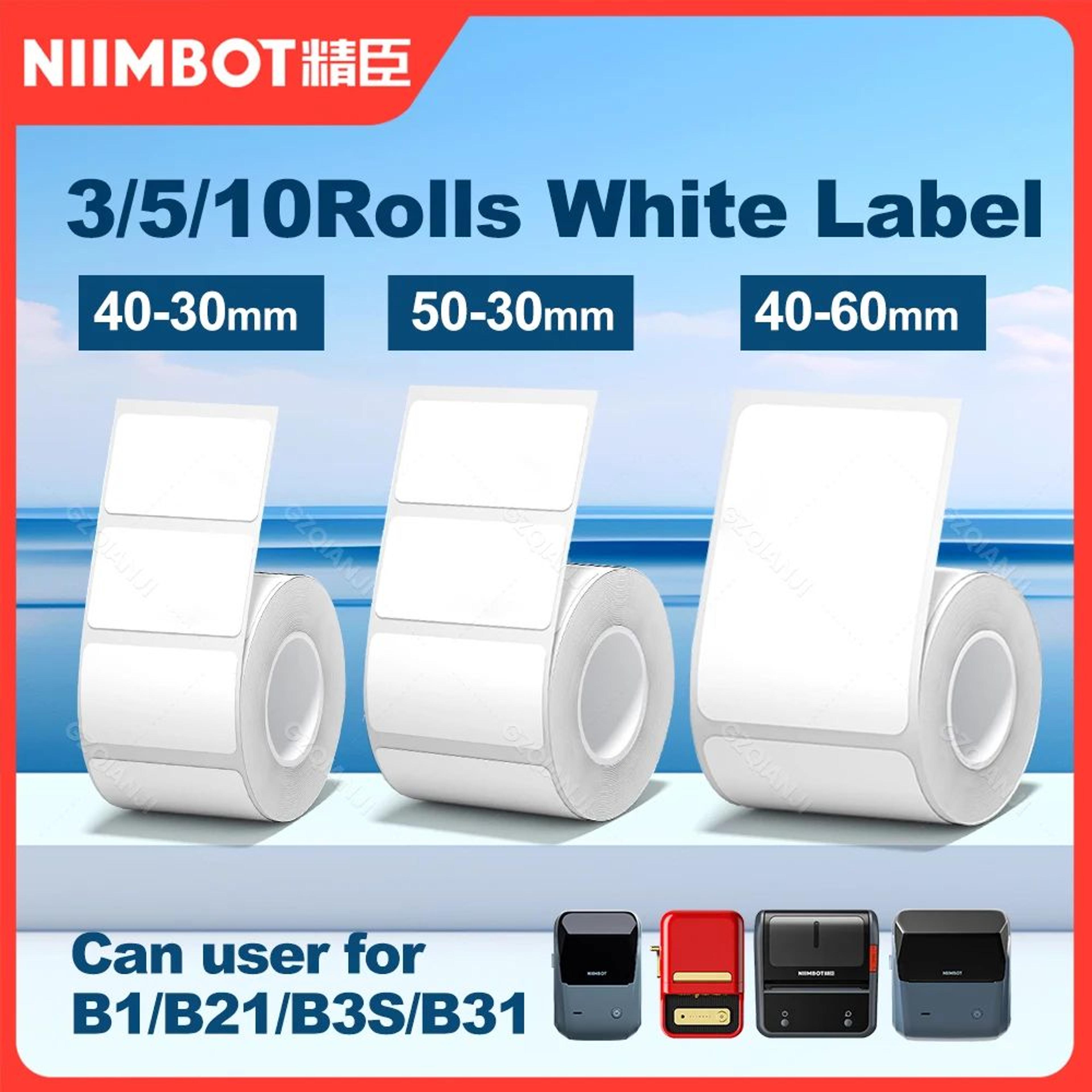 niimbot white waterproof adhesive label rolls for b1 and b21 printers