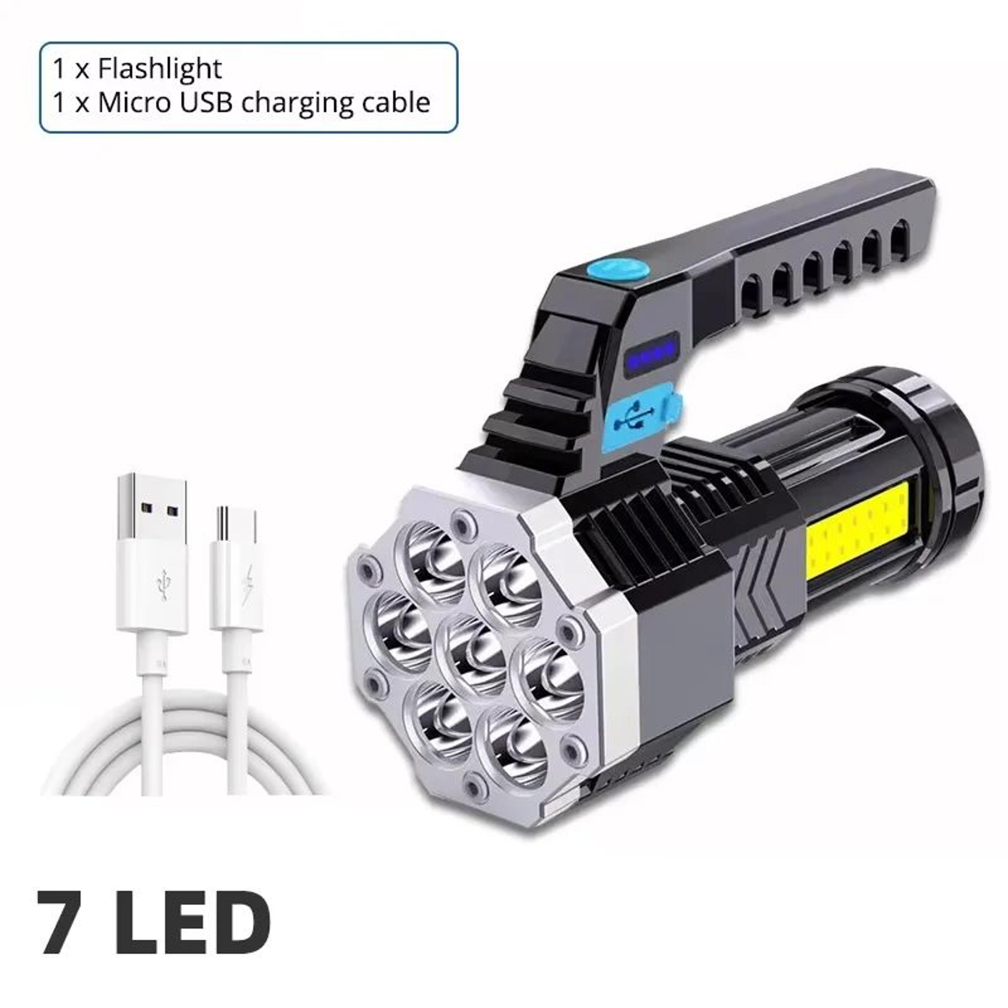 rechargeable 7 led camping flashlight with cob side light