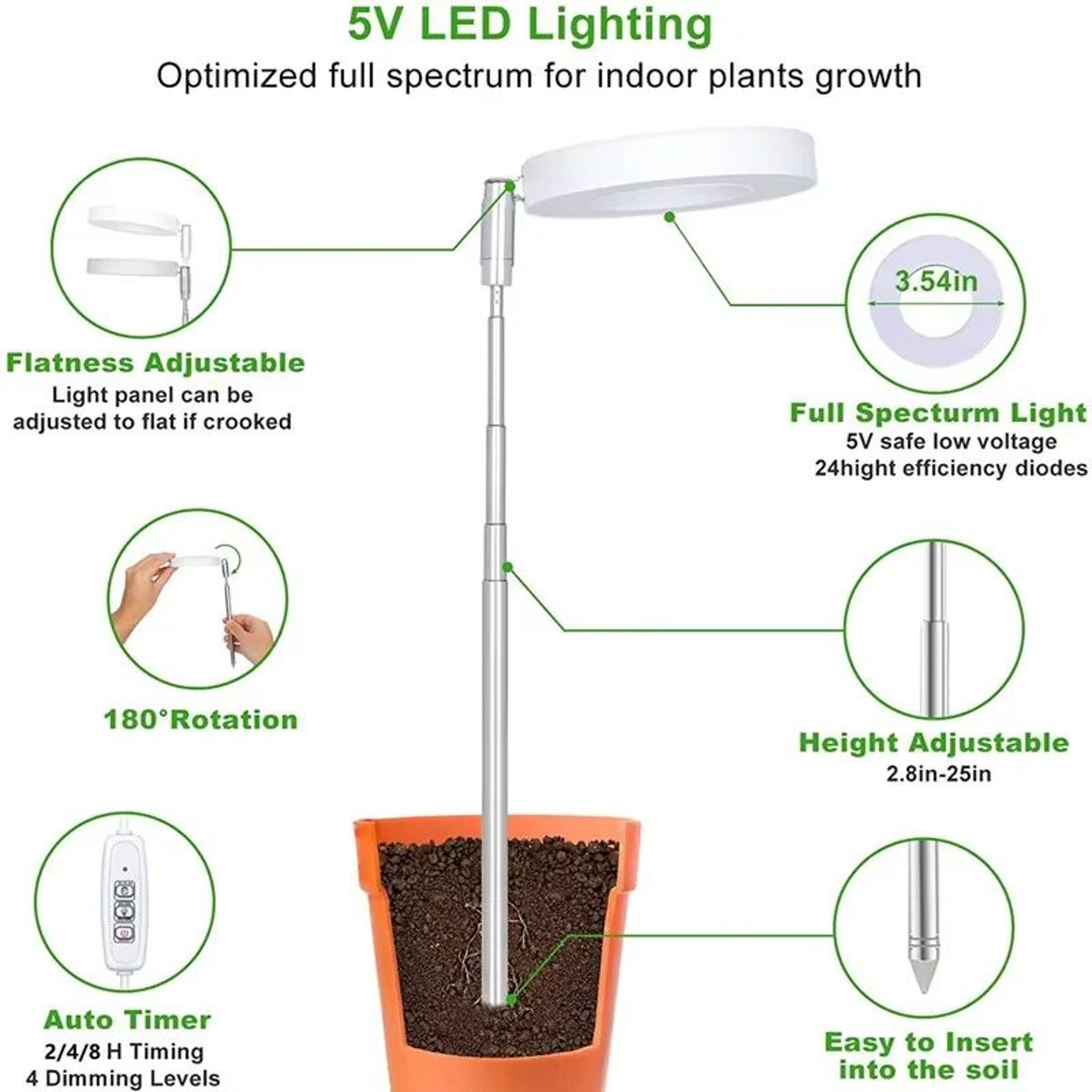 full spectrum led floor grow light with adjustable height and four dimming levels
