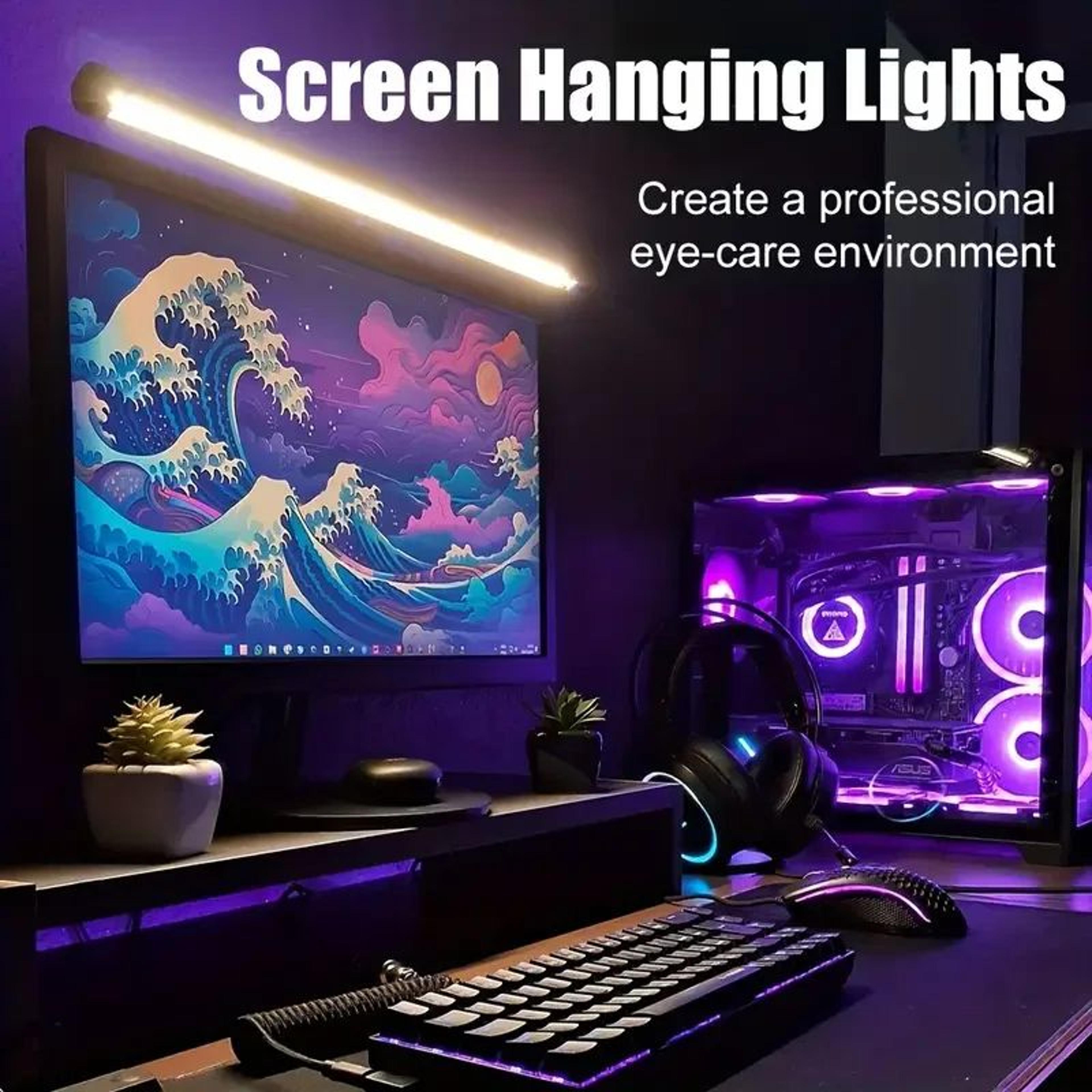 rgb led monitor light bar with stepless dimming for work and gaming