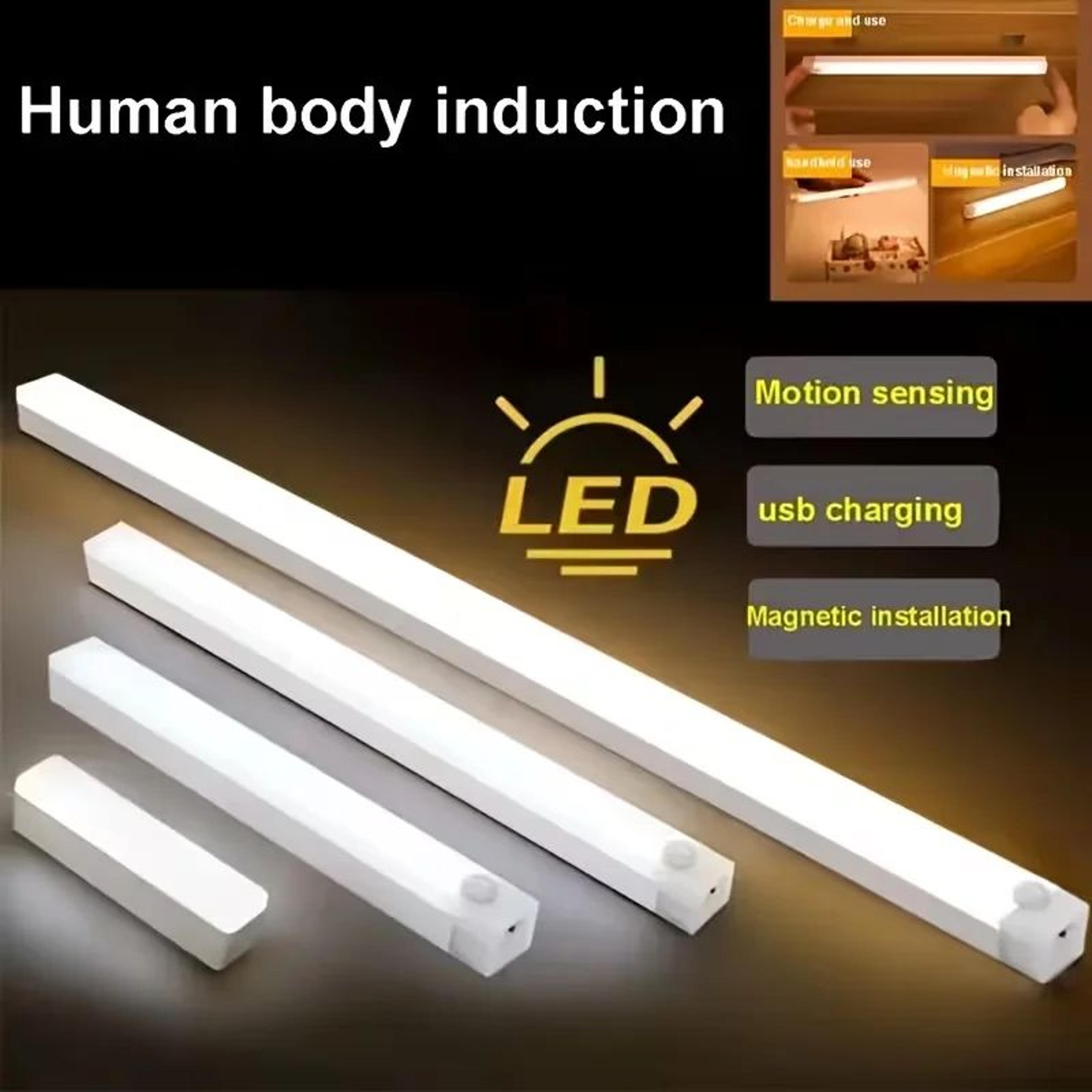 rechargeable magnetic led bar light with motion sensor for cabinets and bedside
