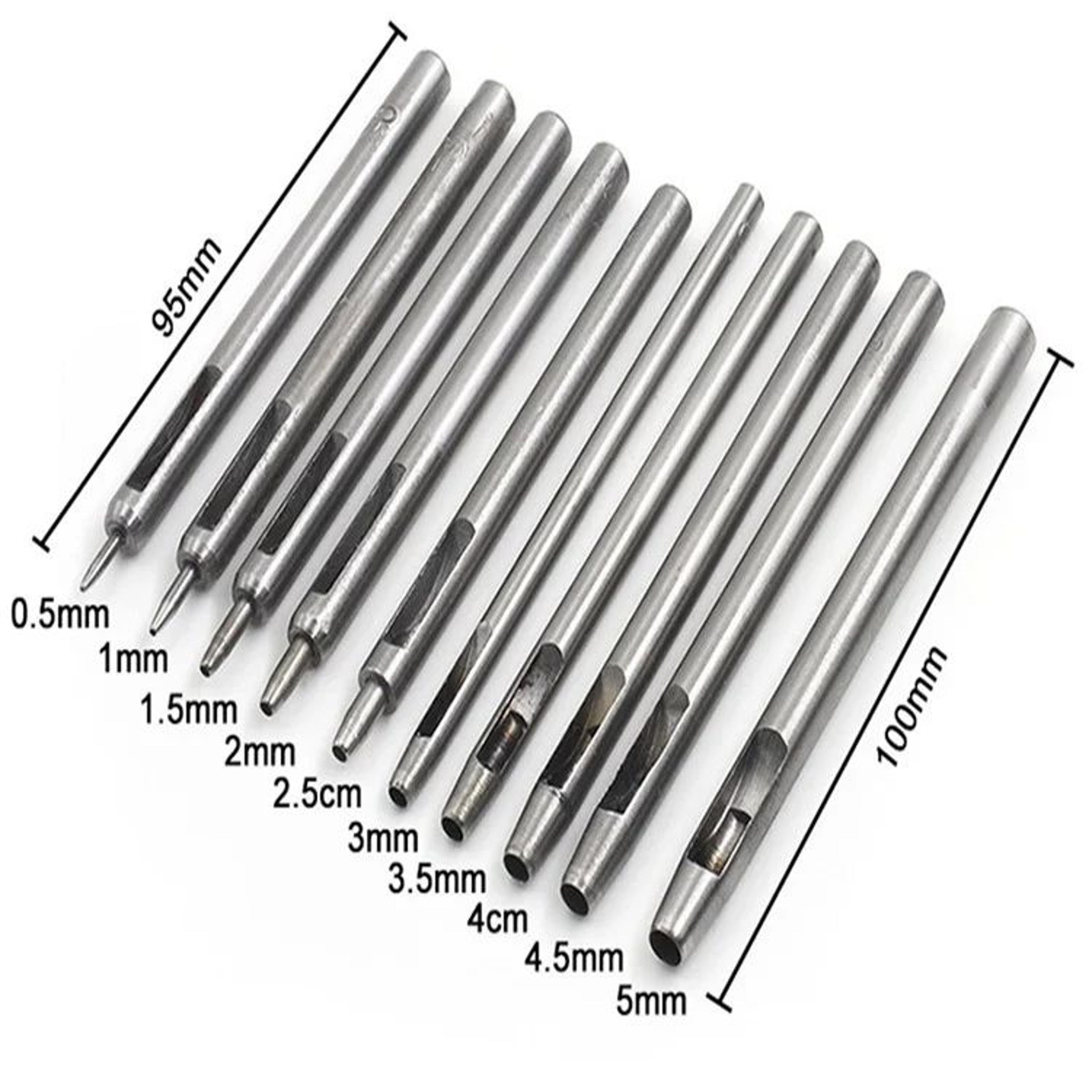 10 Piece Steel Hollow Round Hole Punch Set For Leather Belts And Crafts 6