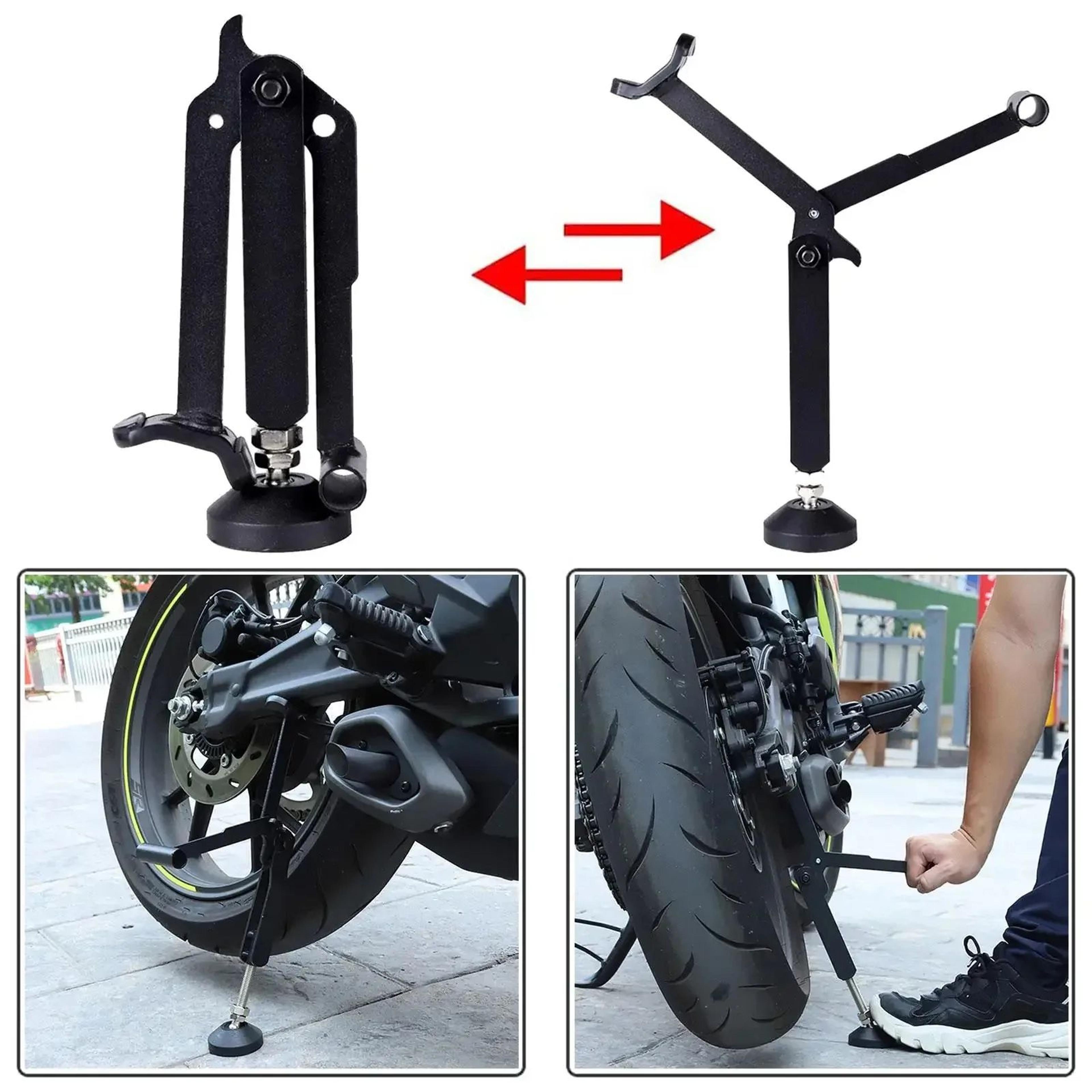 foldable motorcycle lifting support stand for maintenance and repairs