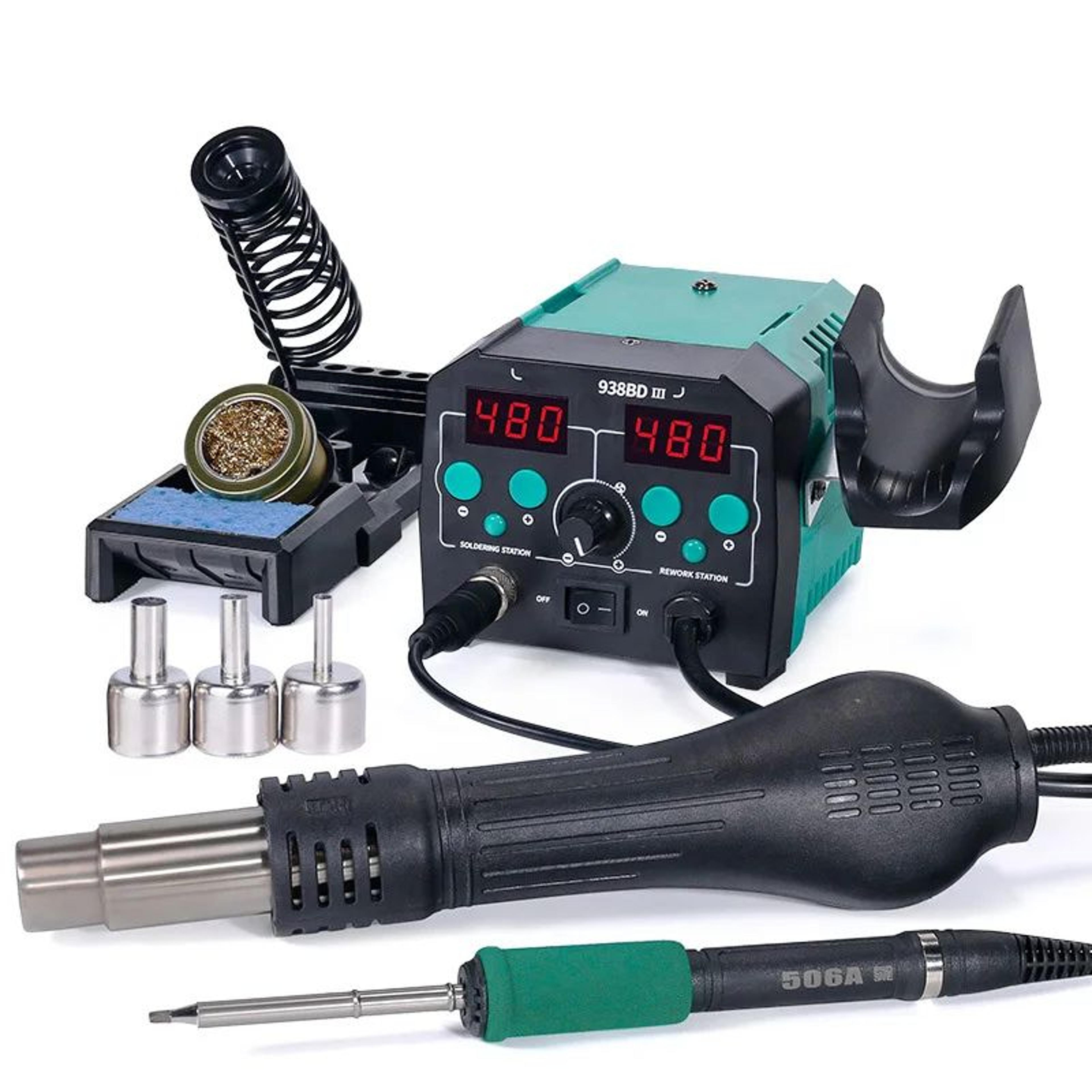 775w hot air rework and soldering station with led lamp
