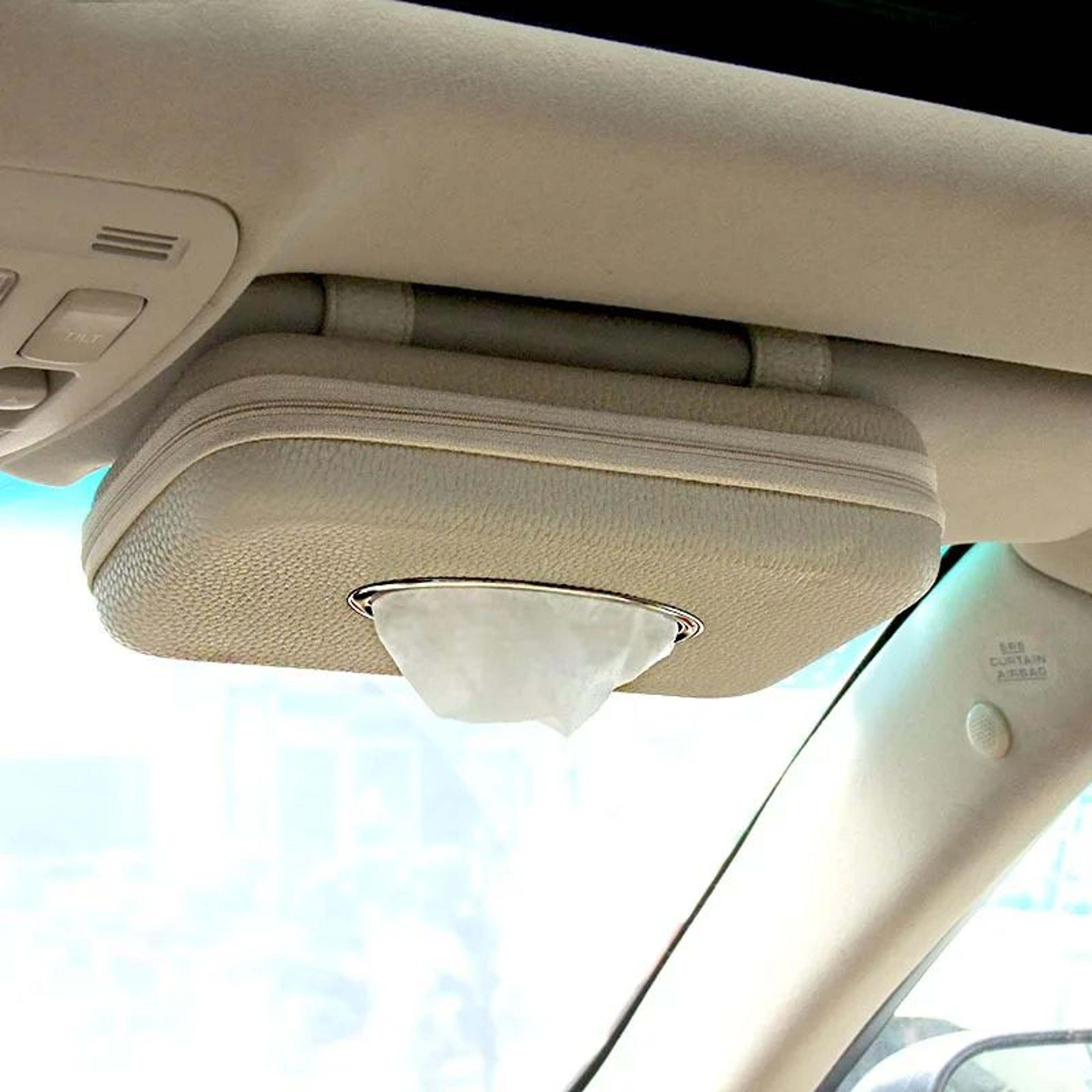 car tissue holder for sun visor seat back and armrest storage
