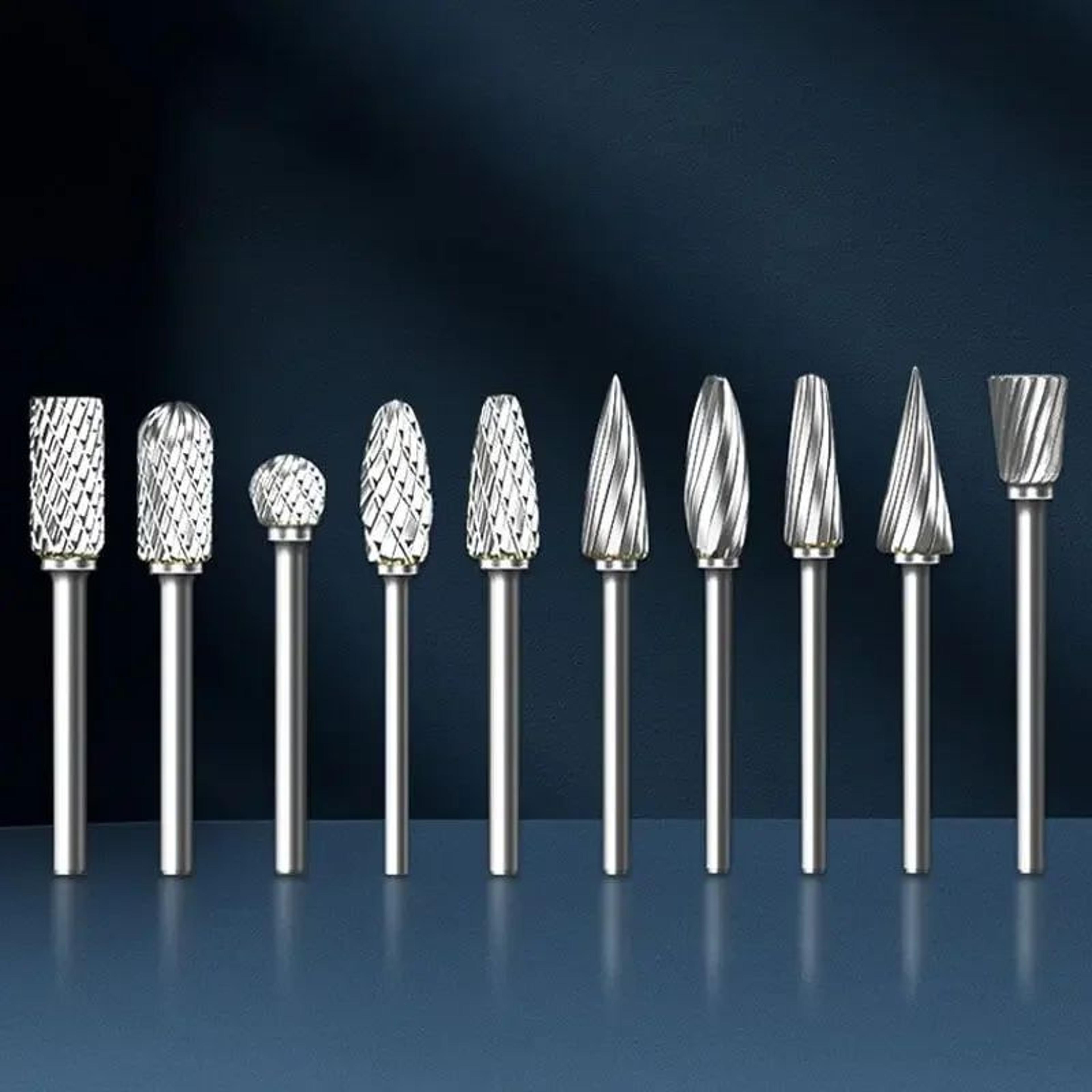 10 Piece Carbide Rotary Burr Set With 3mm Shank For Grinding And Shaping 4