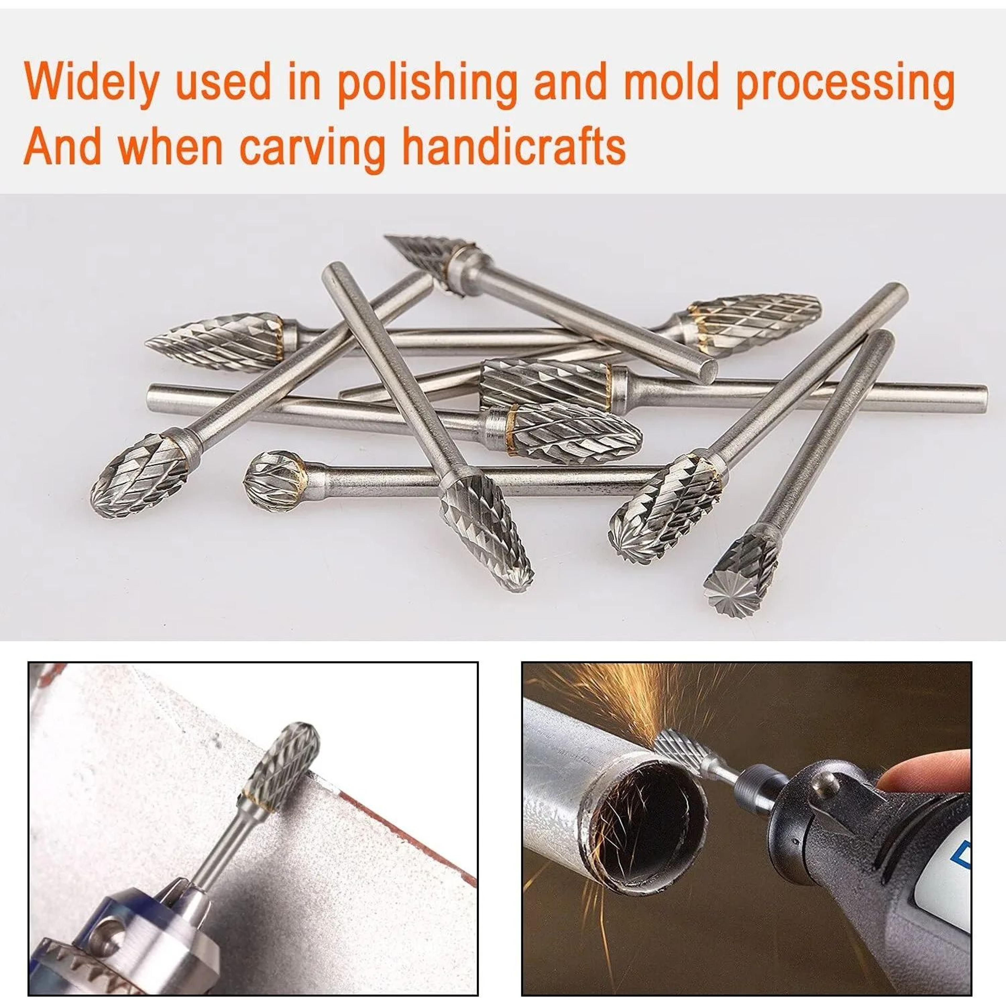 10 Piece Carbide Rotary Burr Set With 3mm Shank For Grinding And Shaping 7