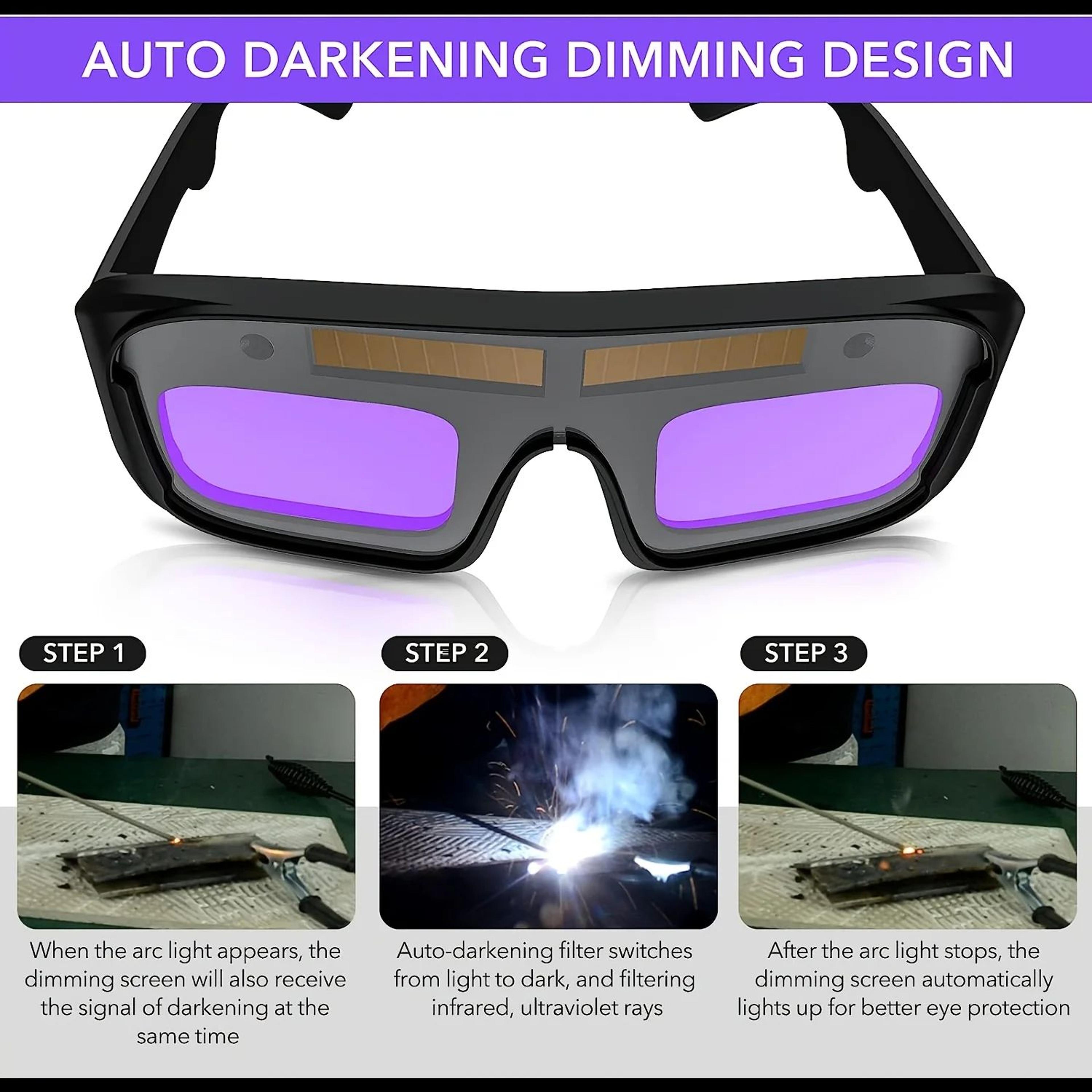 solar powered auto darkening welding glasses with 5 protective films