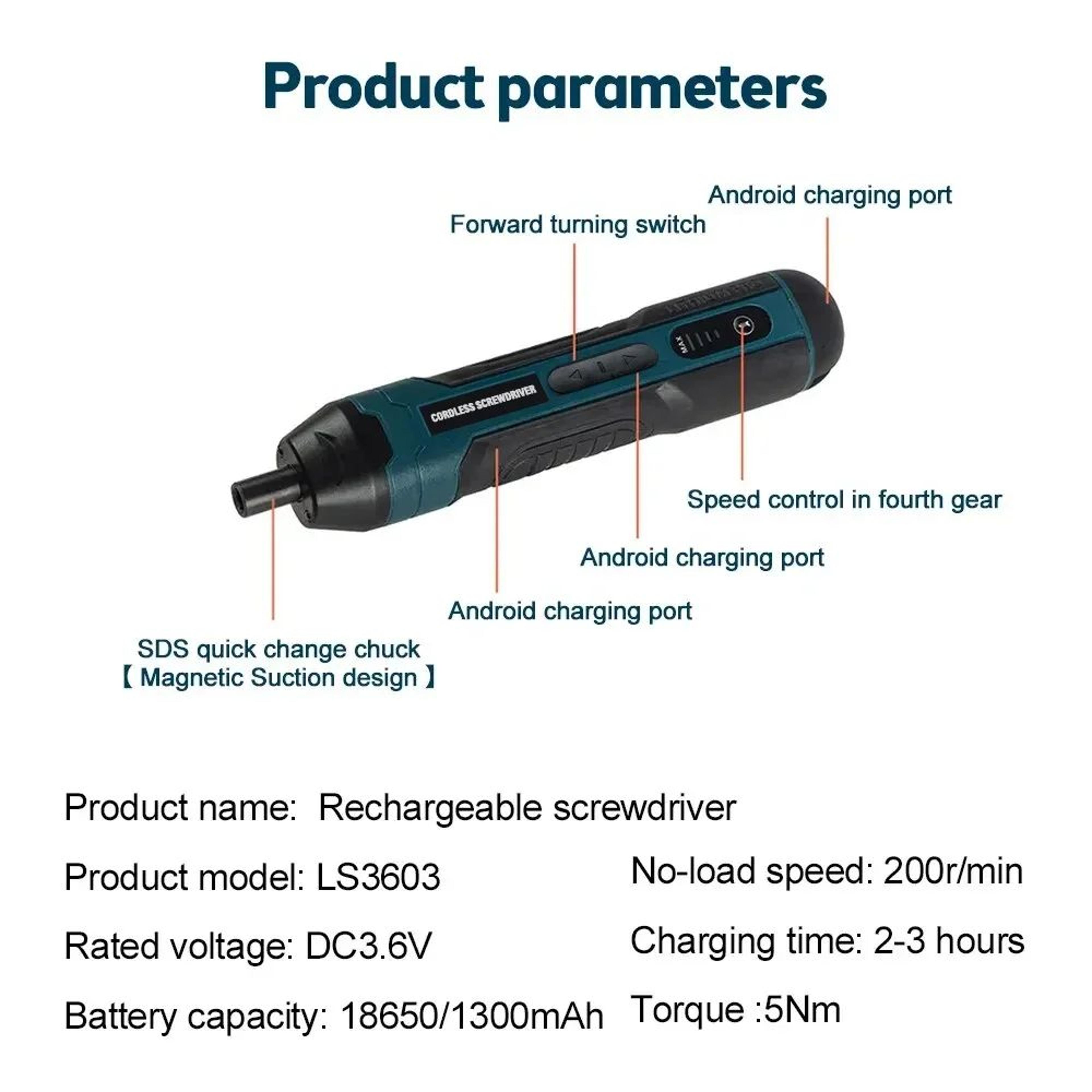 Mini Cordless Rechargeable Electric Screwdriver Kit 36V 2