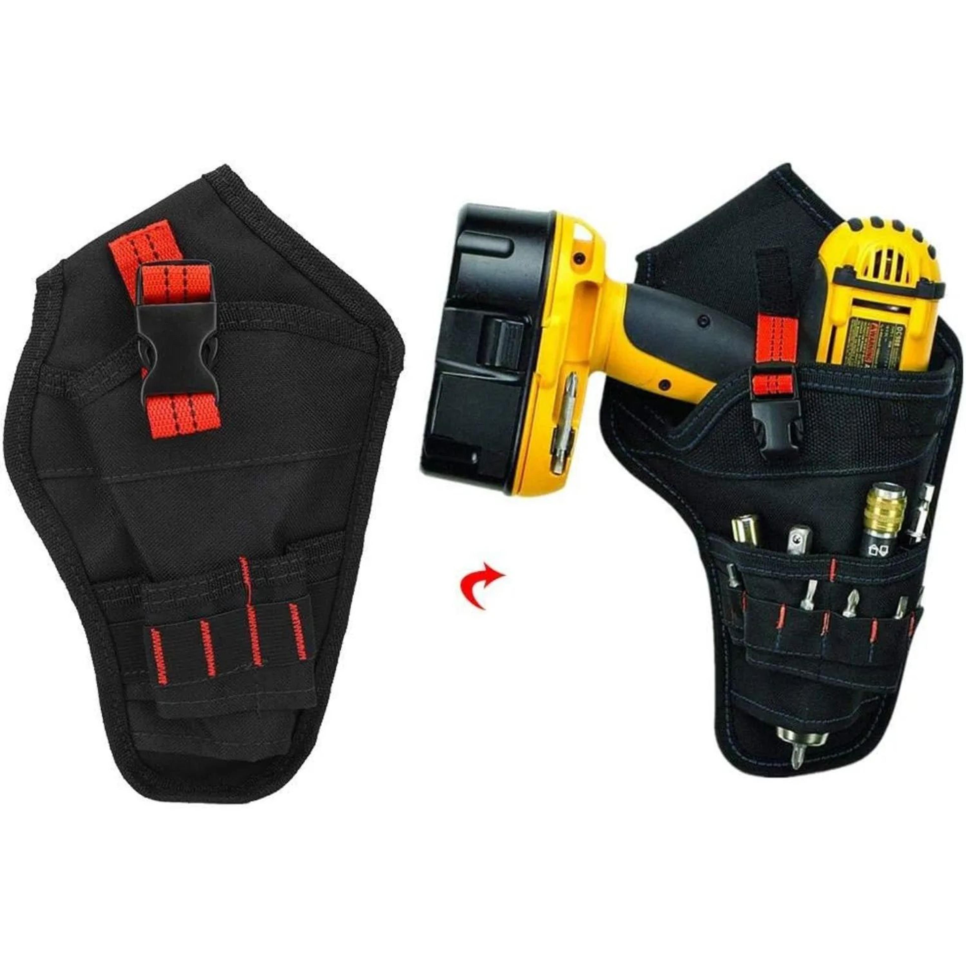 electric drill belt holster and tool waist pouch black and red
