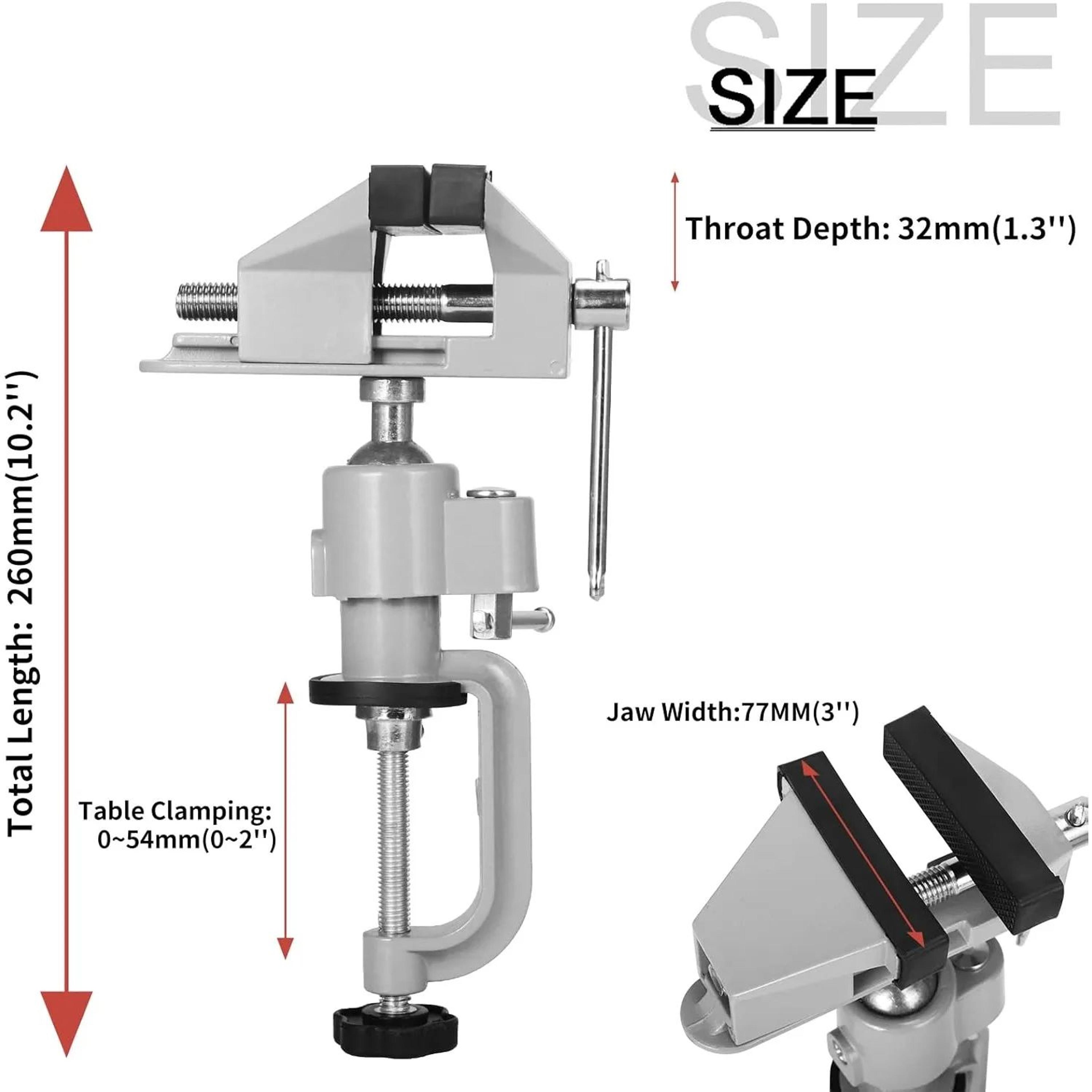 3 Inch Swivel Bench Vise With Tilting Head And Table Clamp 1