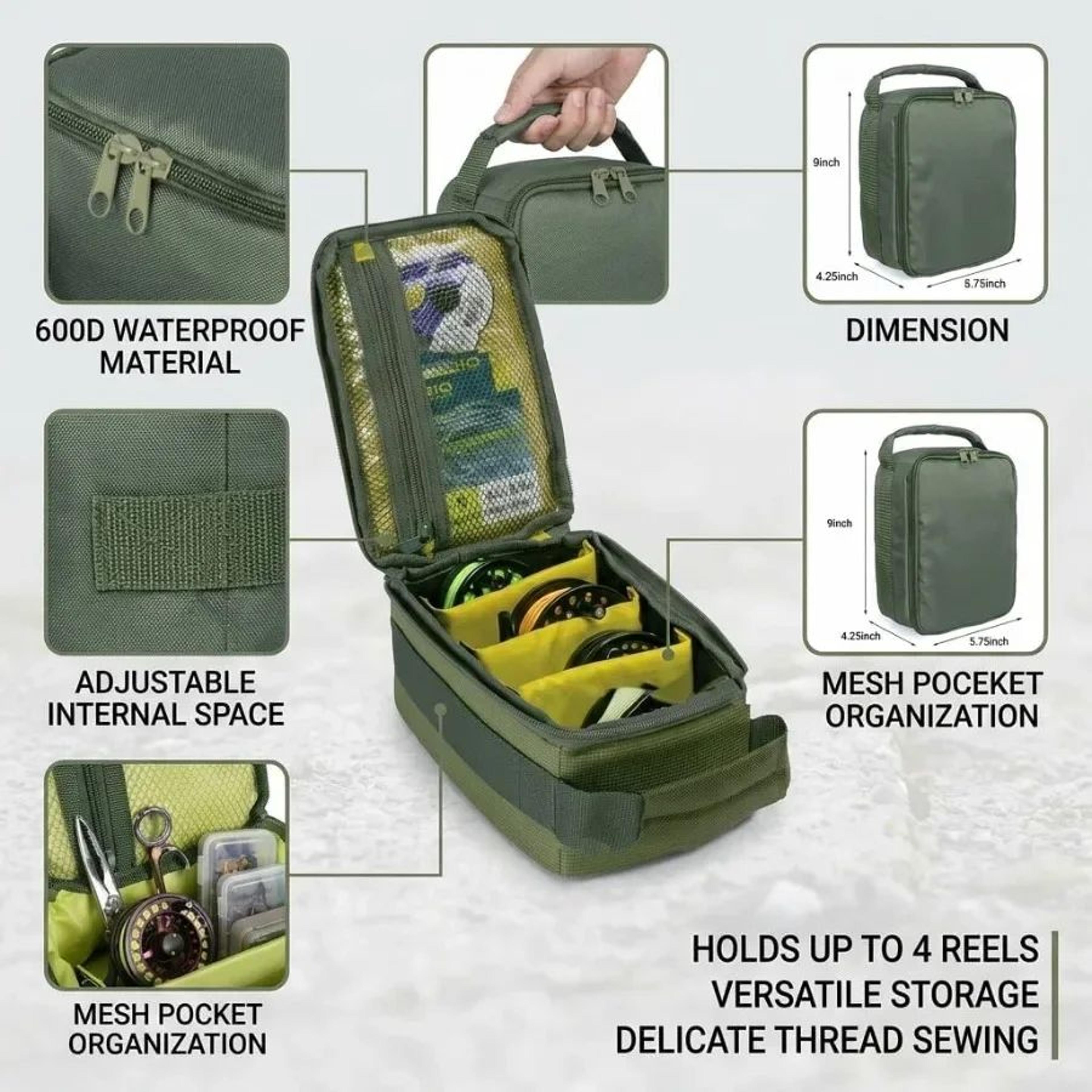 Portable Fishing Reel And Tackle Bag With Three Adjustable Dividers 6