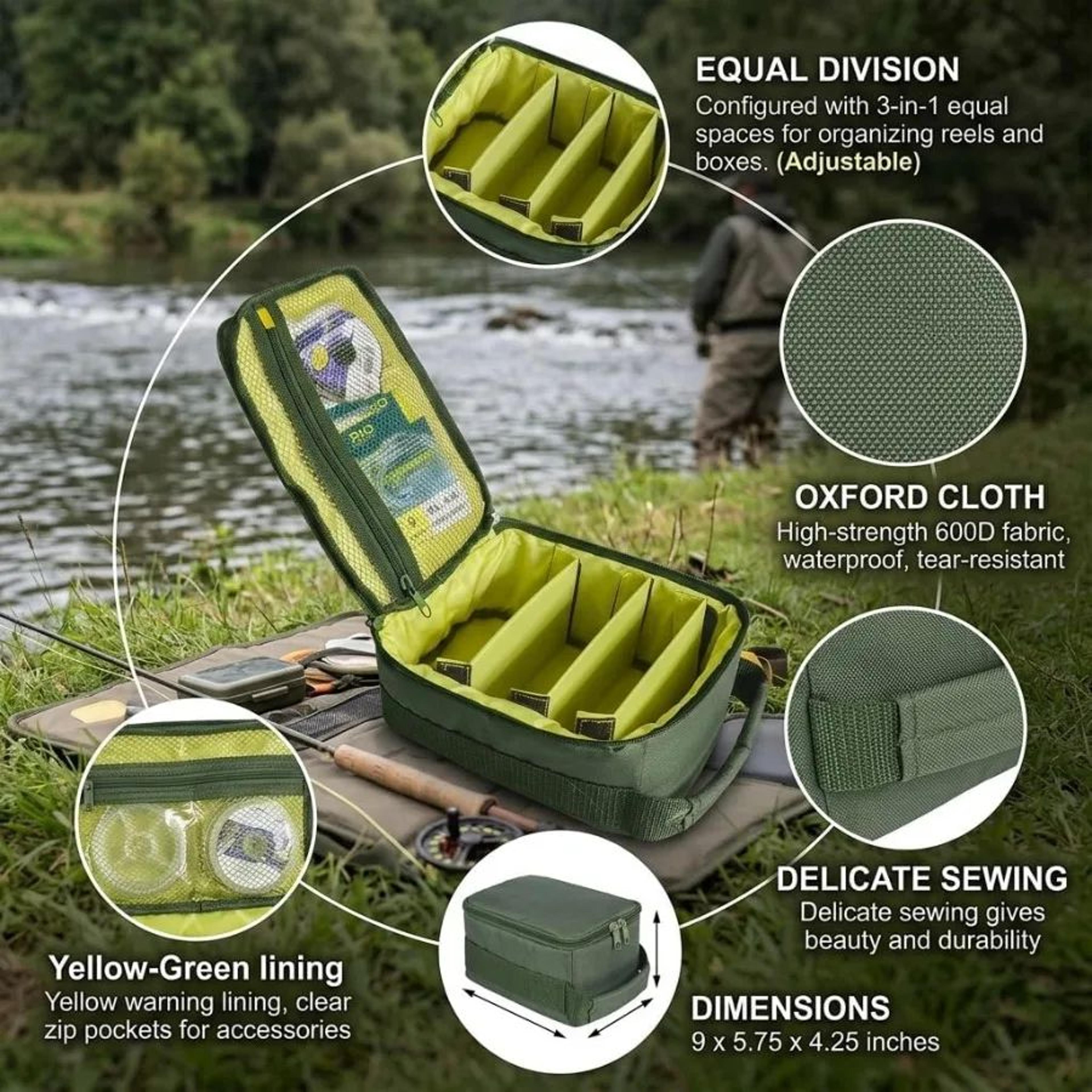 Compact Fishing Tackle And Reel Bag With Three Movable Dividers 5