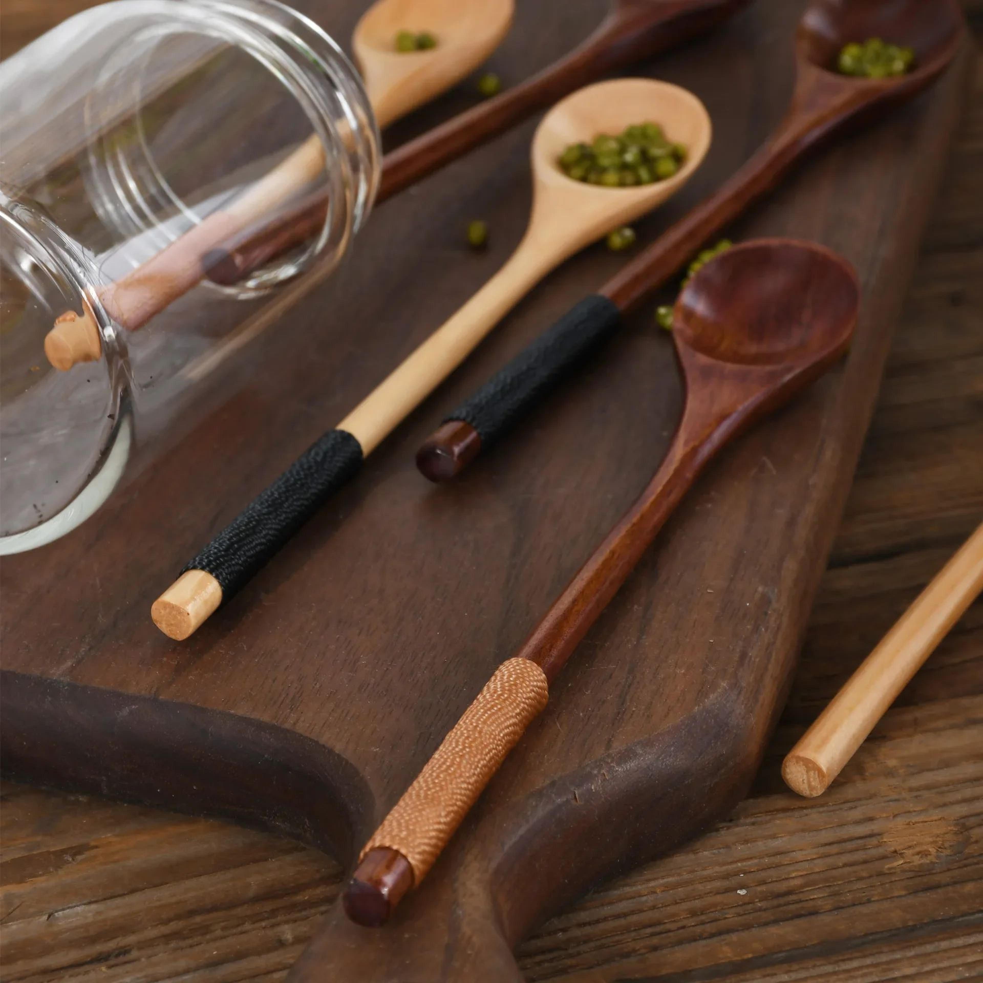 Wooden Long Handle Teaspoons For Coffee Honey And Desserts 2