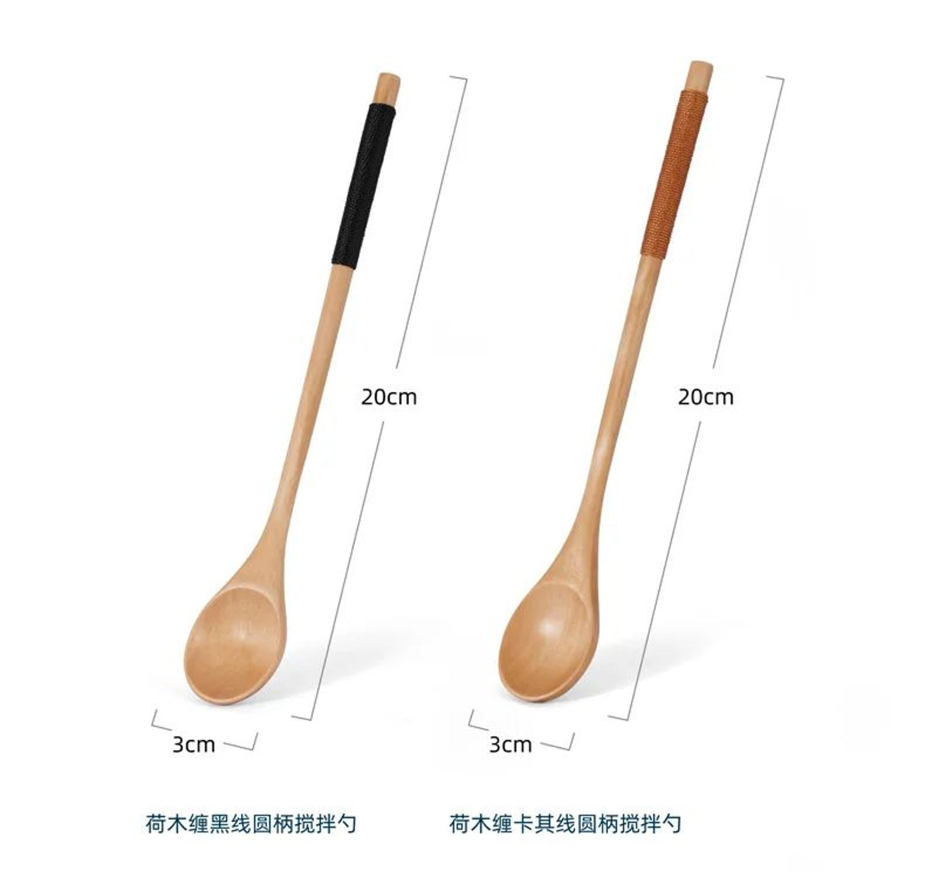 Wooden Long Handle Teaspoons For Coffee Honey And Desserts 8