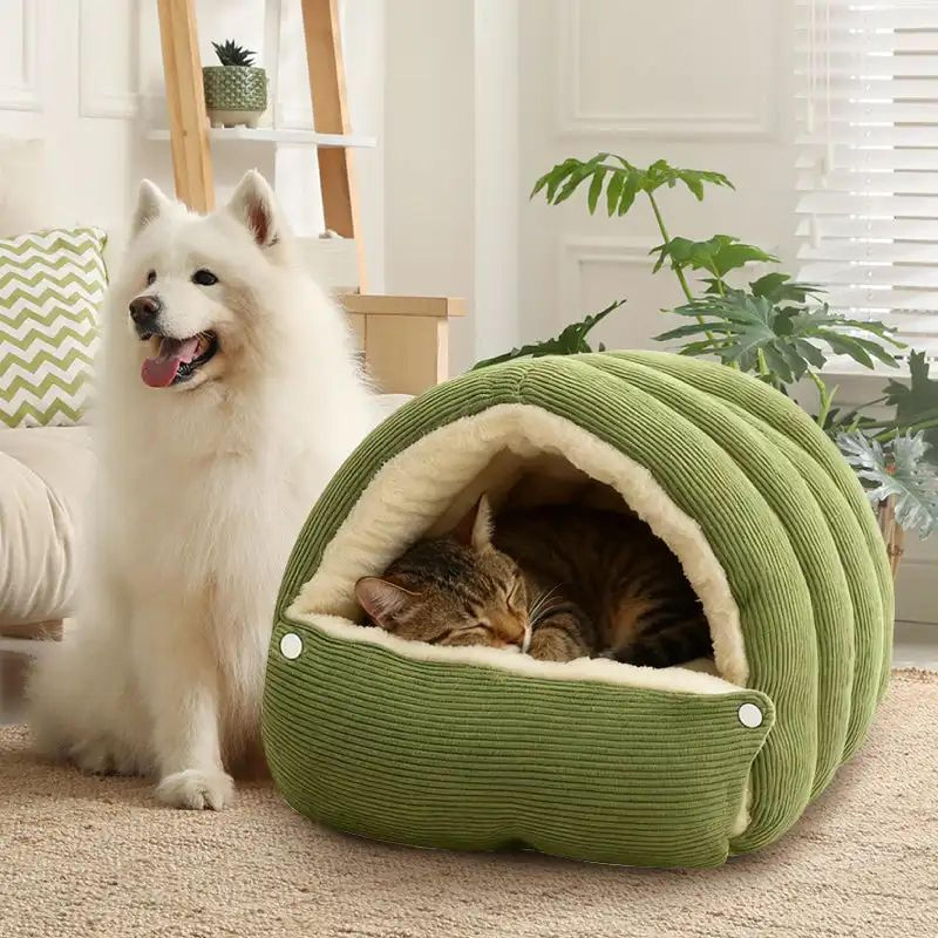 Warm Plush Enclosed Cat Bed With Removable Washable Cover 8