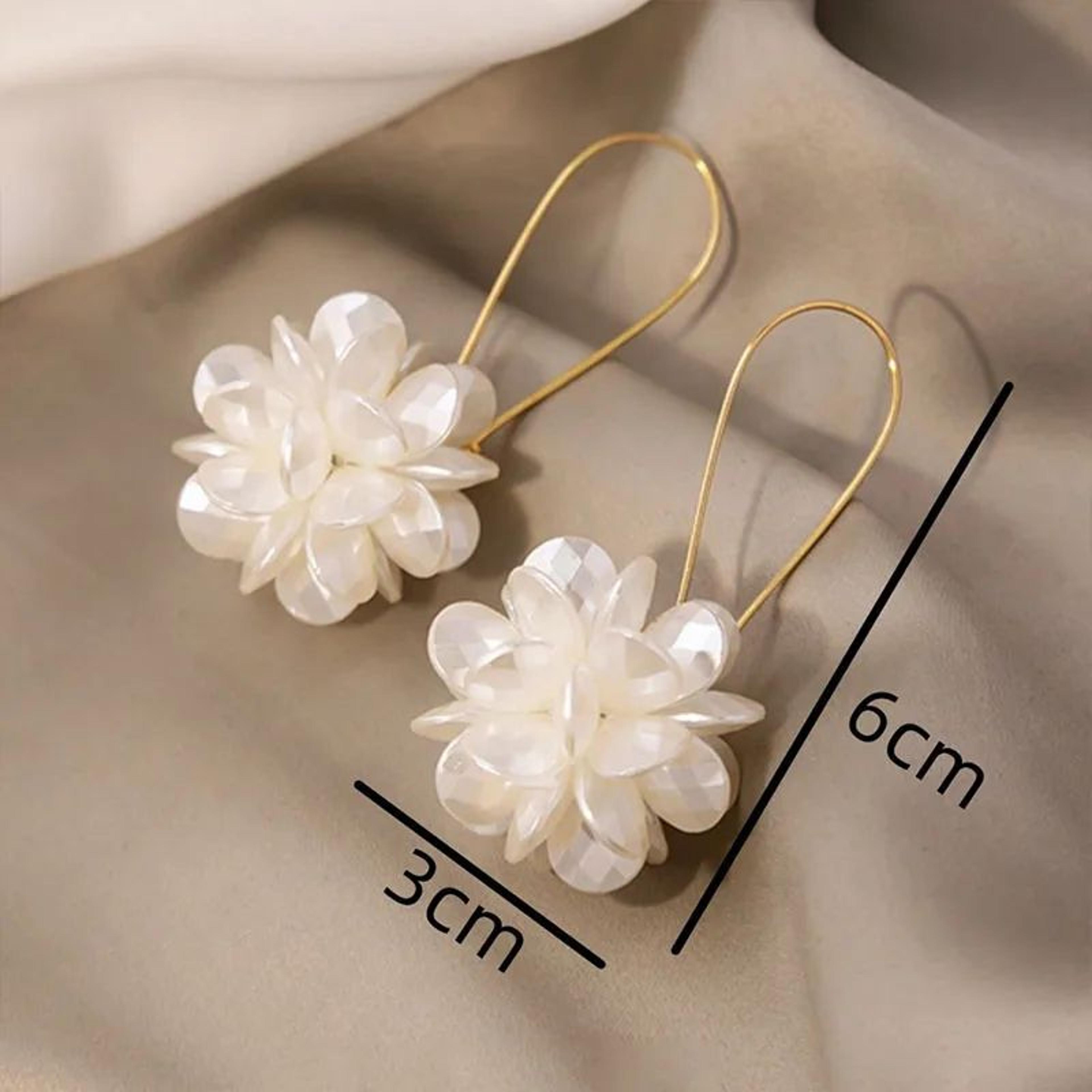 Elegant Petal Ball Pearl Accent Earrings For Women 1